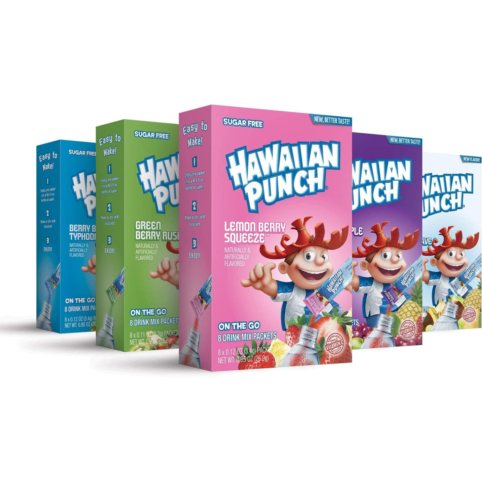 Hawaiian Punch, Paradise Variety Pack- Powder Drink Mix - (5 Boxes, 40 Sticks) - Sugar Free & Delicious, Excellent Source Of Vitamin C, Makes 40 Flavored Water Beverages