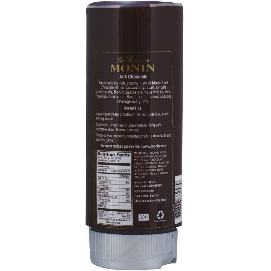 Monin - Gourmet Dark Chocolate Sauce, Velvety And Rich, Great For Desserts, Coffee, And Snacks, Gluten-Free, Non-Gmo (12 Ounce)