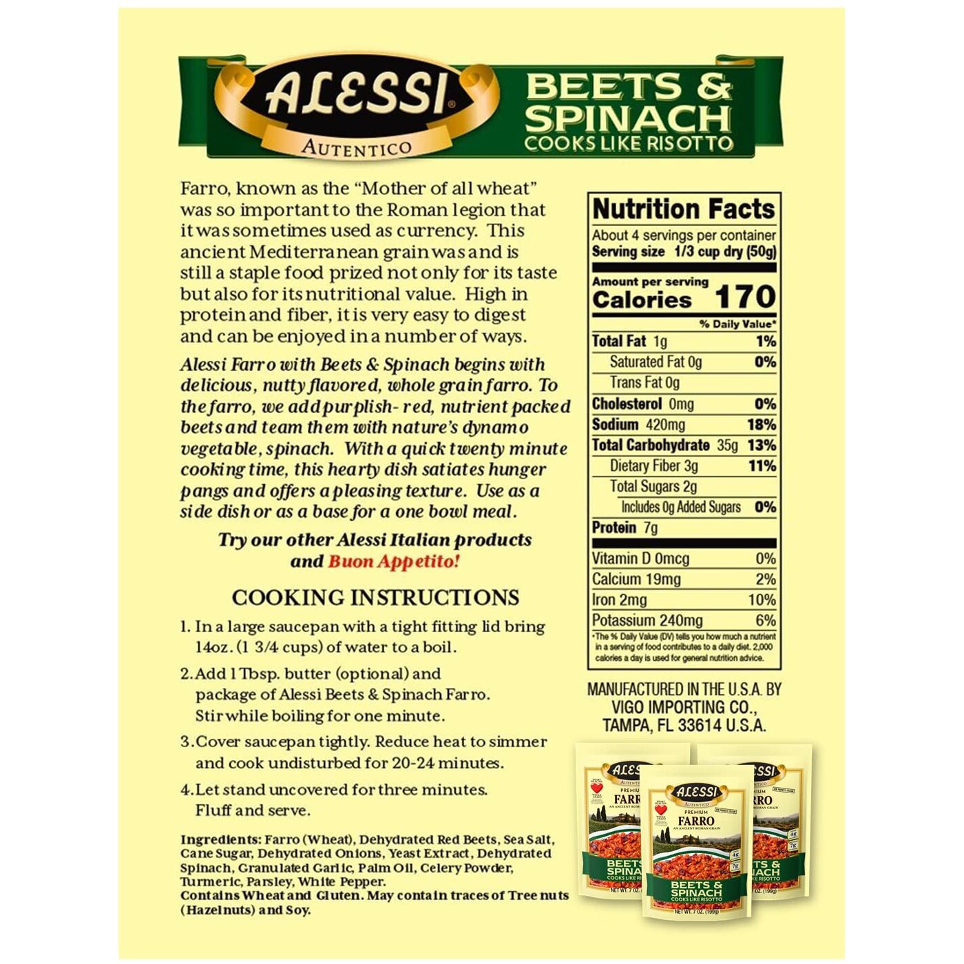 Alessi Autentico, Premium Seasoned Roman Grain Farro, Cooks Like Risotto, Heart Healthy, Easy To Prepare, 7Oz (Variety Pack, Pack Of 3)