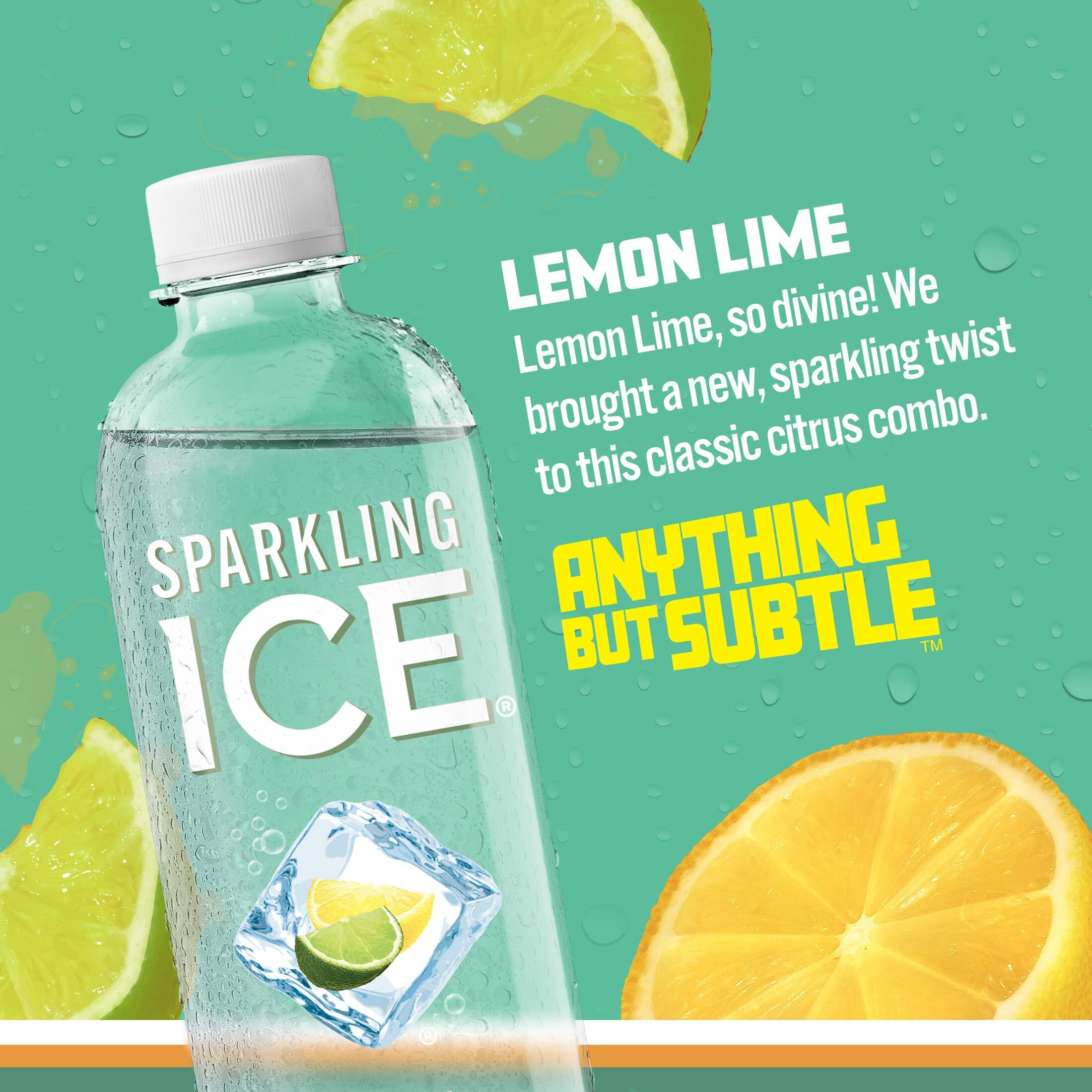 Sparkling Ice, Lemon Lime Sparkling Water, Zero Sugar Flavored Water, With Vitamins And Antioxidants, Low Calorie Beverage, 17 Fl Oz (Pack Of 12)