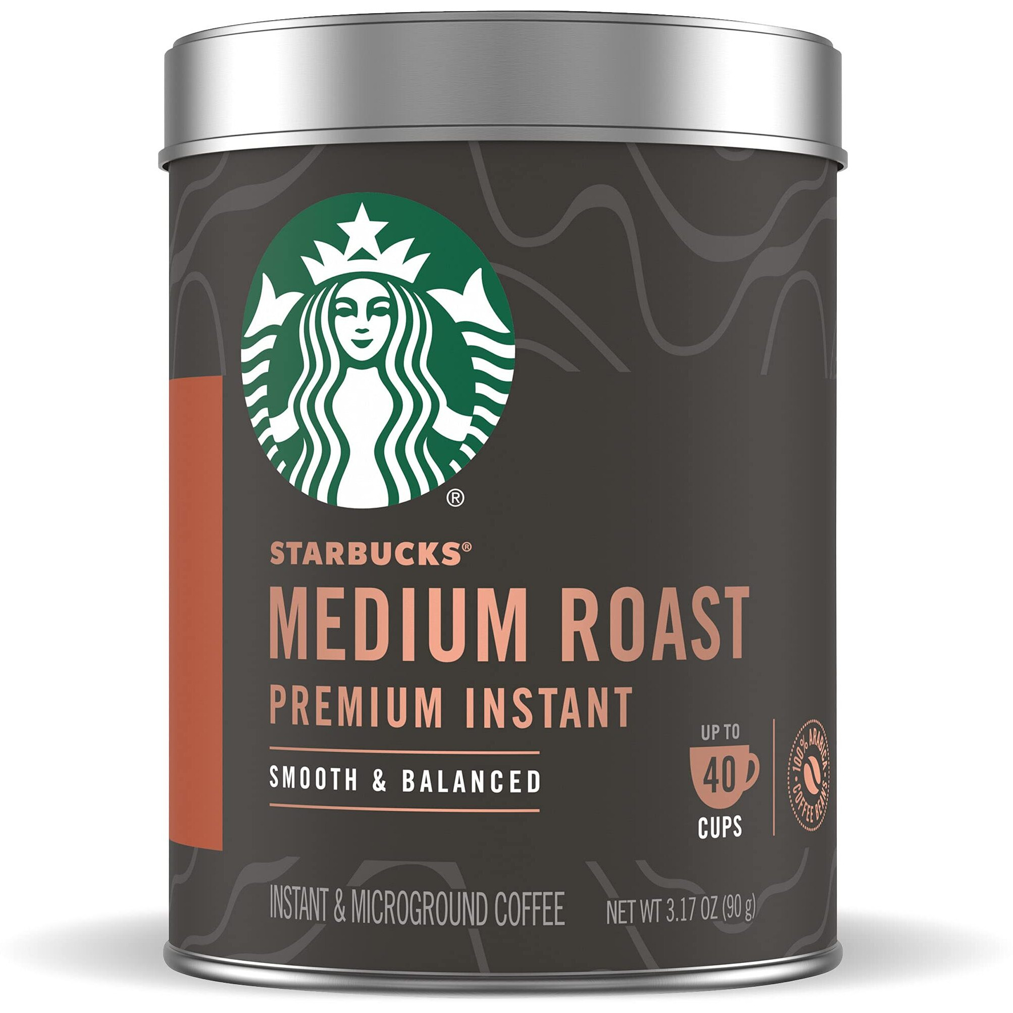 Starbucks Premium Instant Coffee - Medium Roast - 100% Arabica - 1 Tin (Up To 40 Cups)