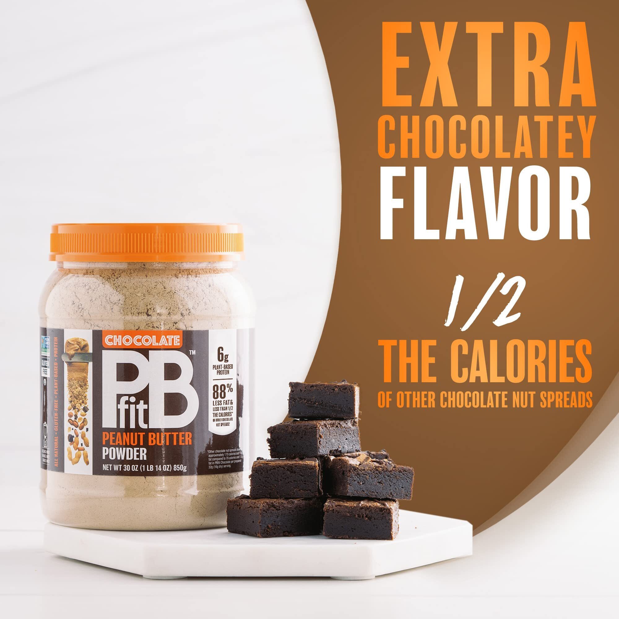Pbfit All-Natural Chocolate Peanut Butter Powder, Extra Chocolatey Powdered Peanut Spread From Real Roasted Pressed Peanuts And Cocoa, 6G Of Protein 7% Dv (30 Oz.) (Pack Of 1)