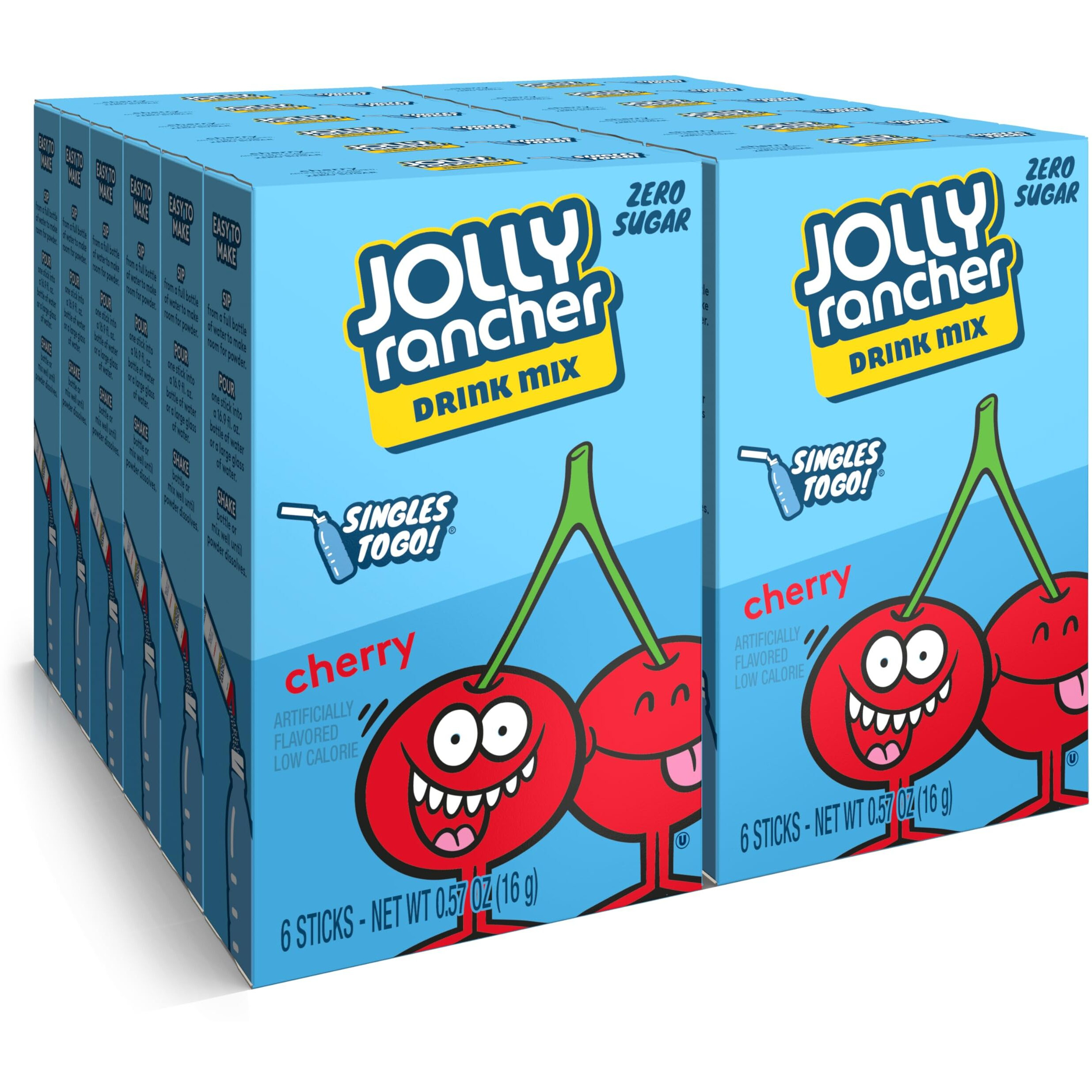 Jolly Rancher Singles To Go Drink Mix - Chery Flavored Powder Packets - 12 Boxes With 6 Packets In Each Box - 72 Total Servings - 72 Count - Enjoy Anywhere And Anytime With Friends And Family