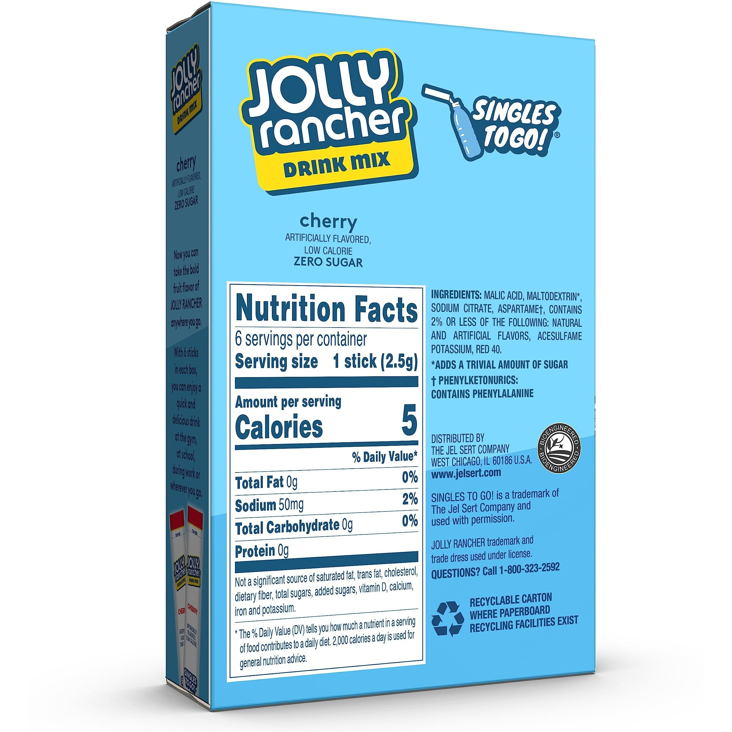 Jolly Rancher Singles To Go Drink Mix - Chery Flavored Powder Packets - 12 Boxes With 6 Packets In Each Box - 72 Total Servings - 72 Count - Enjoy Anywhere And Anytime With Friends And Family