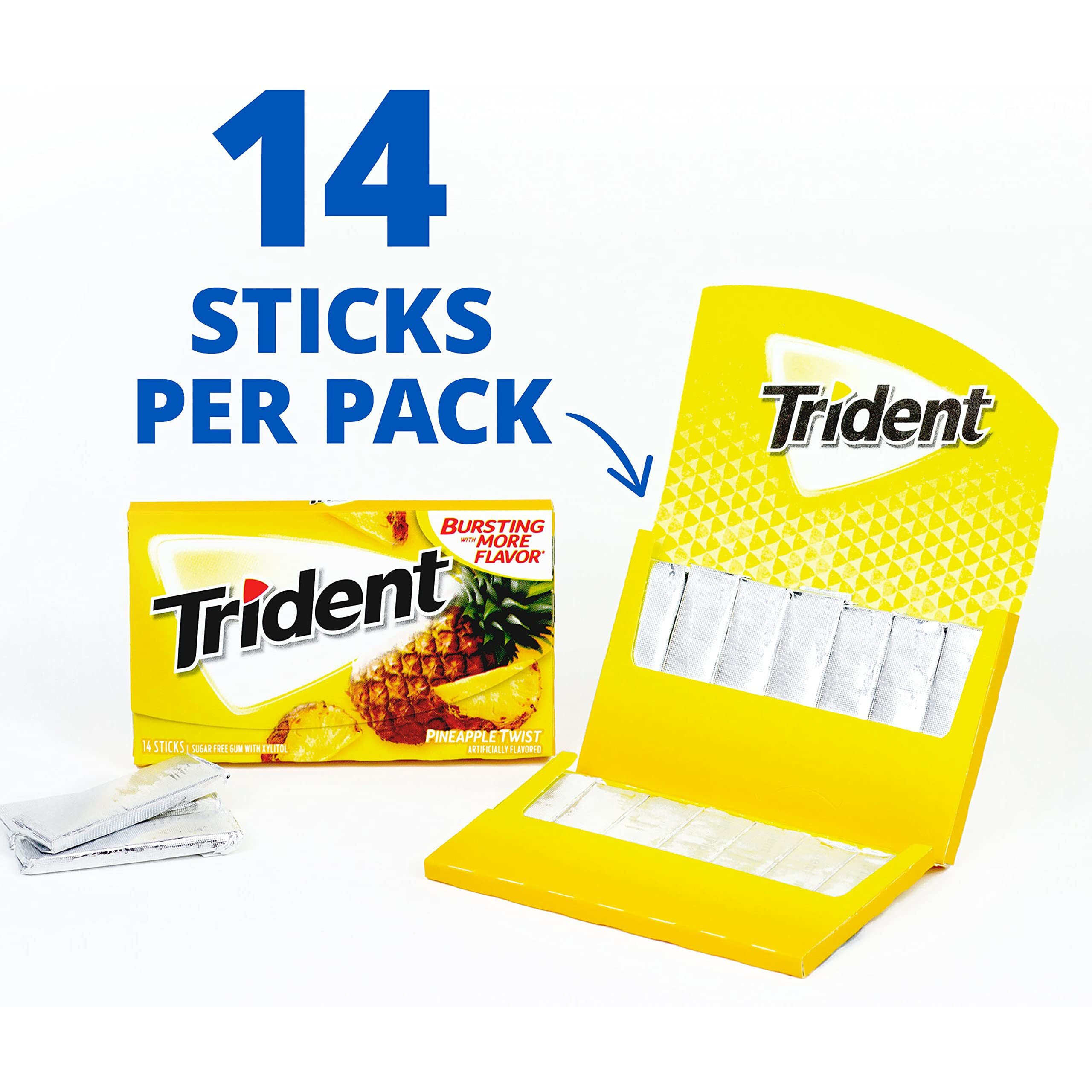 Trident Pineapple Twist Sugar Free Gum, 12 Packs Of 14 Pieces (168 Total Pieces)