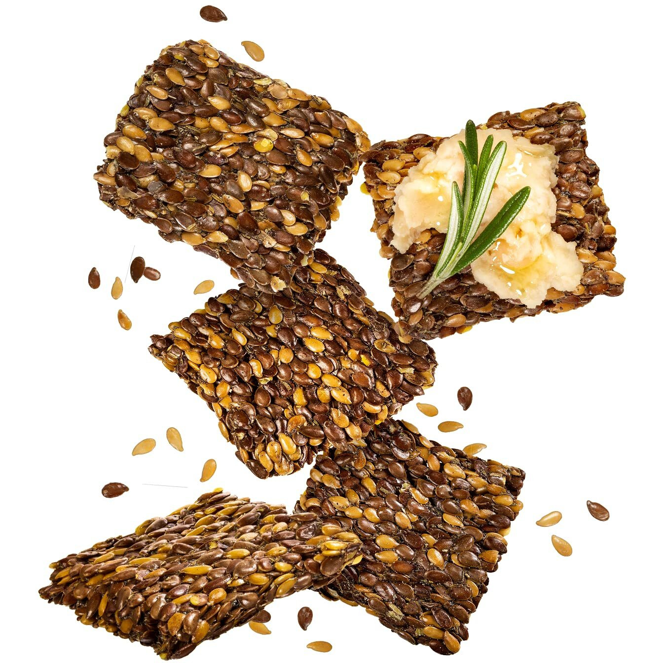 Flackers Organic Rosemary Flaxseed Crackers, Gluten Free, Non Gmo, Vegan, Keto Snack, 9 Grams Fiber, 1 Net Carb, 5 Ounce 1-Pack