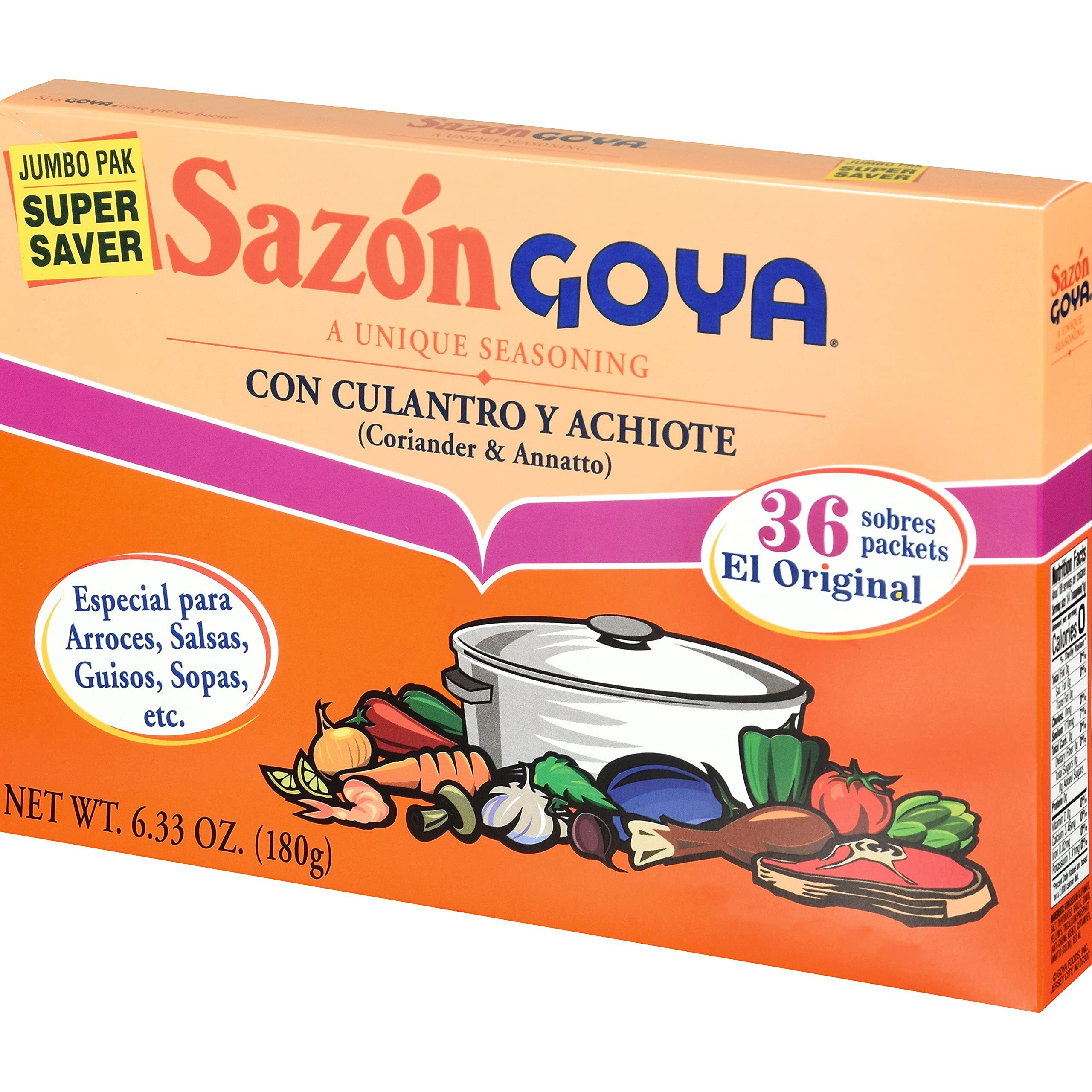 Goya Foods Saz  N Seasoning With Coriander & Annatto, 6.33 Ounce (Pack Of 1)