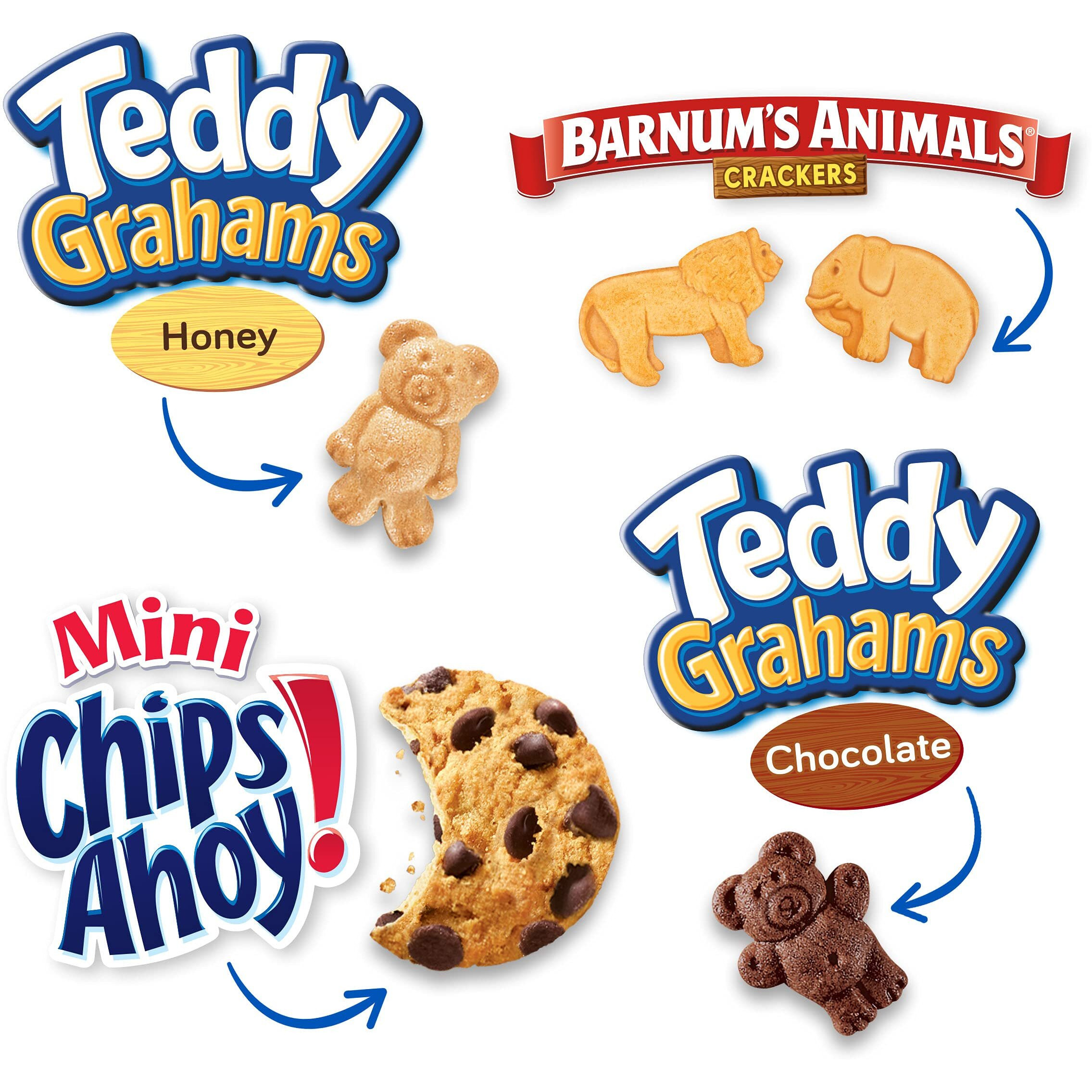 Nabisco Fun Shapes Variety Pack, Barnum's Animal Crackers, Teddy Grahams And Chips Ahoy Cookies, 20 Snack Packs