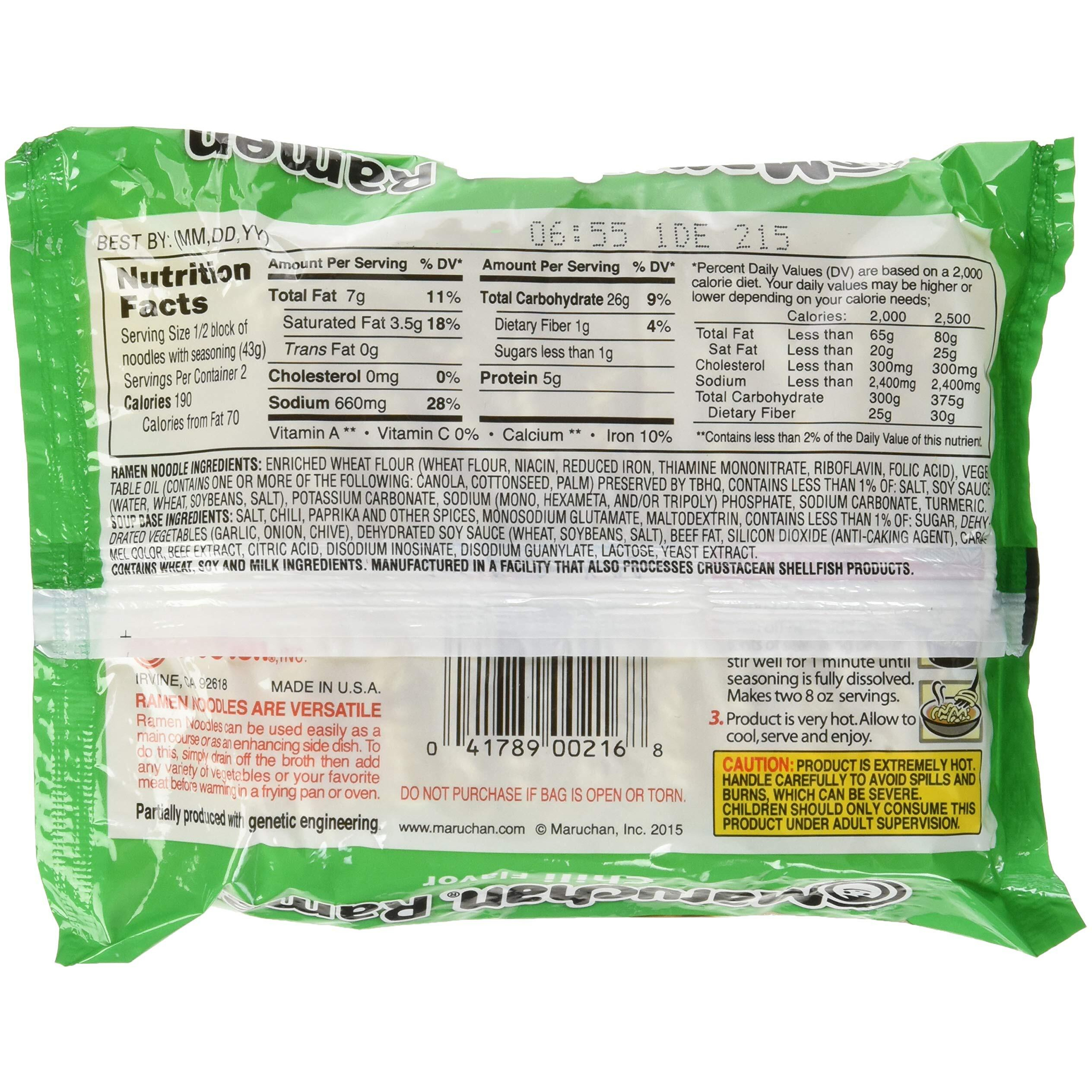 Maruchan Ramen Chili, Instant Ramen Noodles, Ready To Eat Meals, 3 Oz, 24 Count