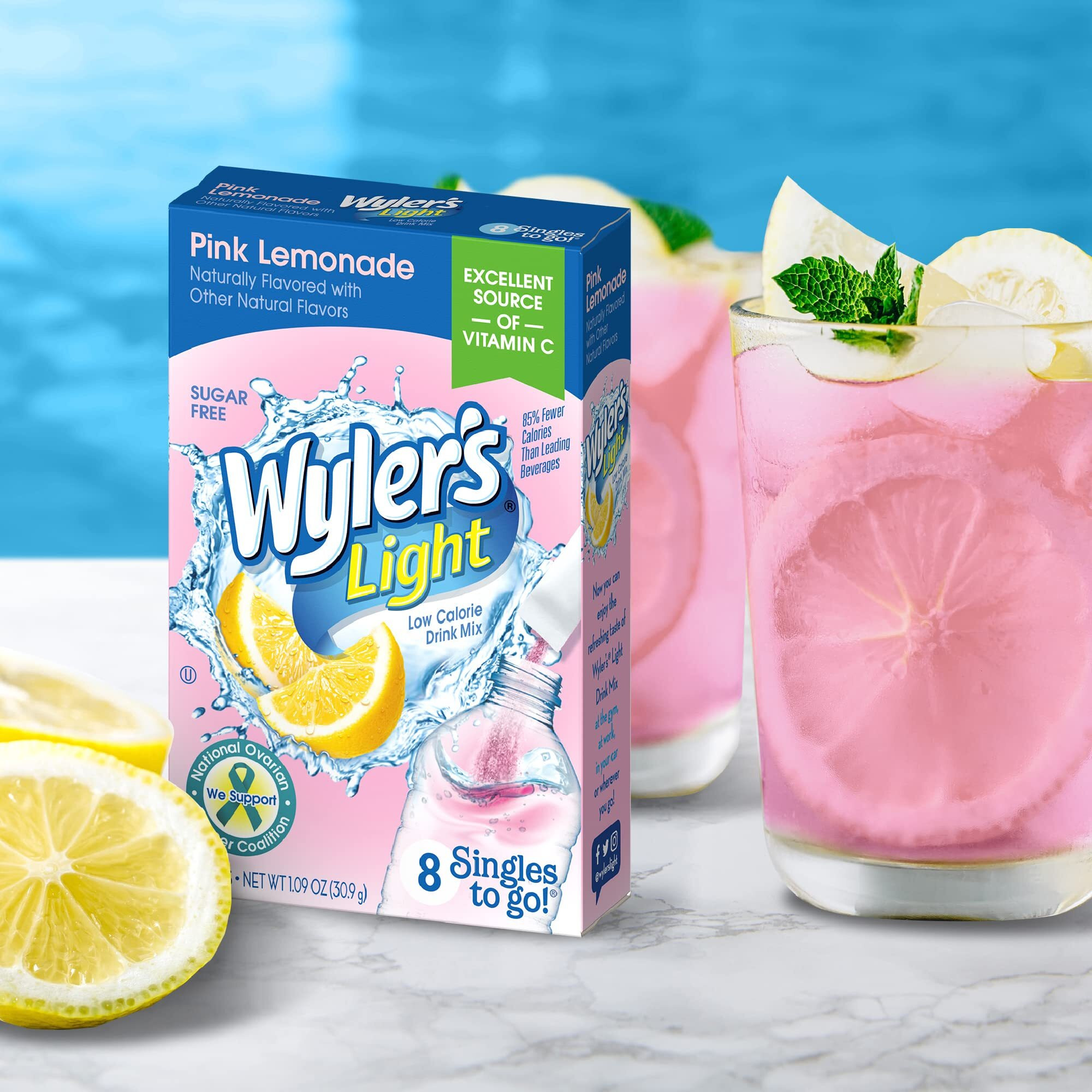 Wyler's Light Singles To Go Powder Packets, Water Drink Mix, Pink Lemonade, 96 Single Servings (Pack Of 12)