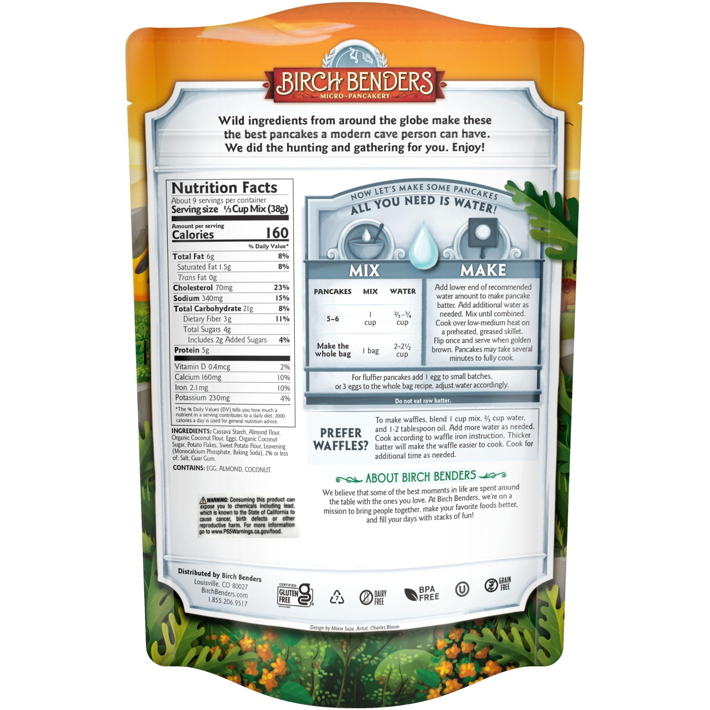 Paleo Pancake And Waffle Mix By Birch Benders, Made With Cassava, Coconut, Almond Flour, Just Add Water, 12 Ounce (Pack Of 3)