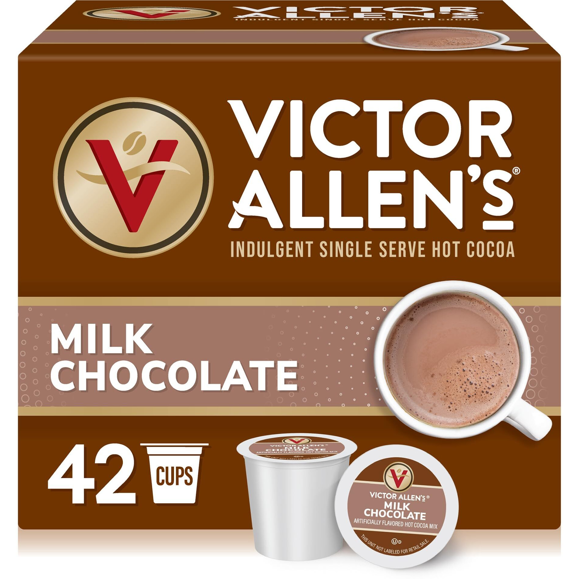 Victor Allen's Coffee Milk Chocolate Flavored Hot Cocoa Mix, 42 Count, Single Serve K-Cup Pods For Keurig K-Cup Brewers