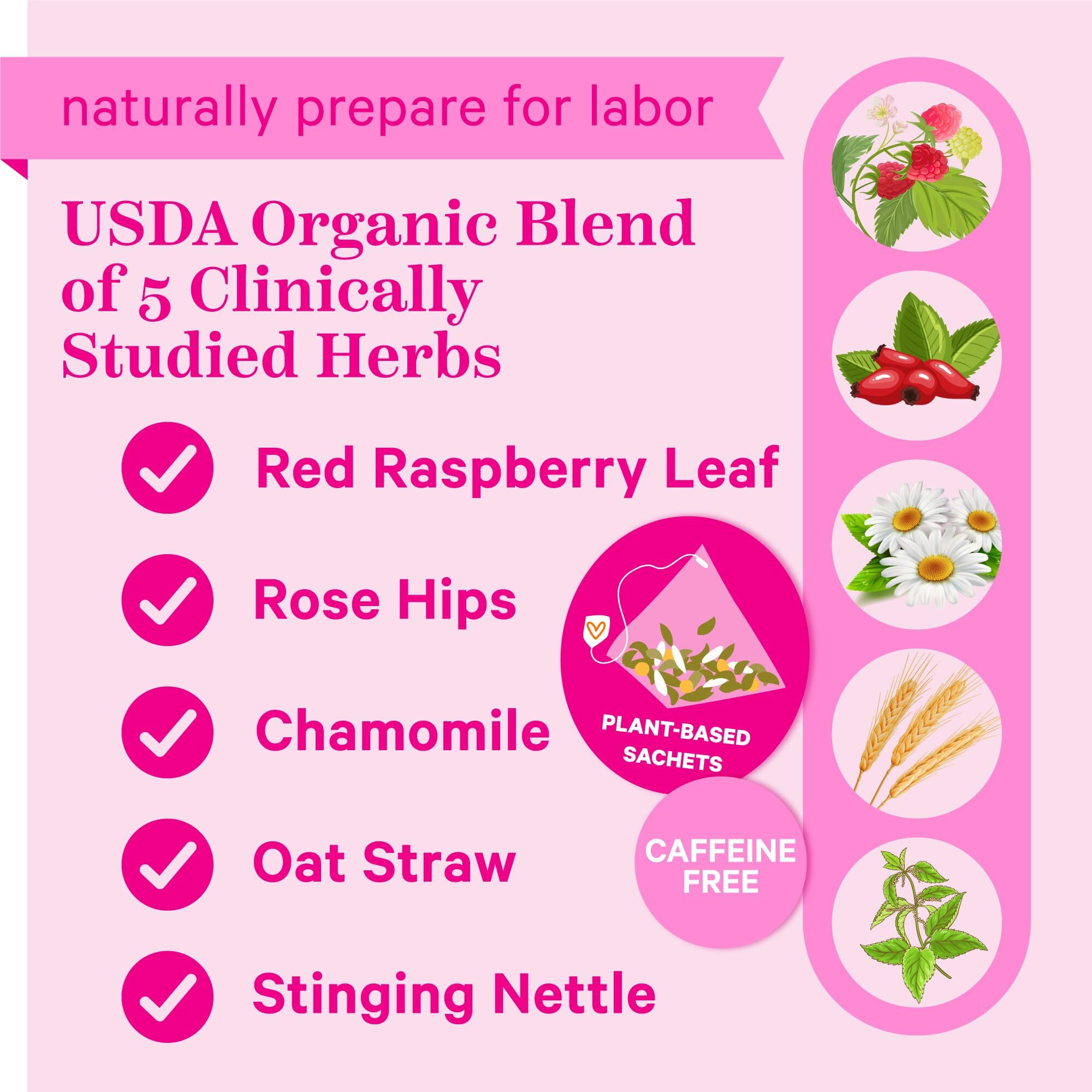 Pink Stork Labor Prep Tea - Organic Pregnancy Tea With Raspberry, Chamomile, Rosehip For Labor And Delivery