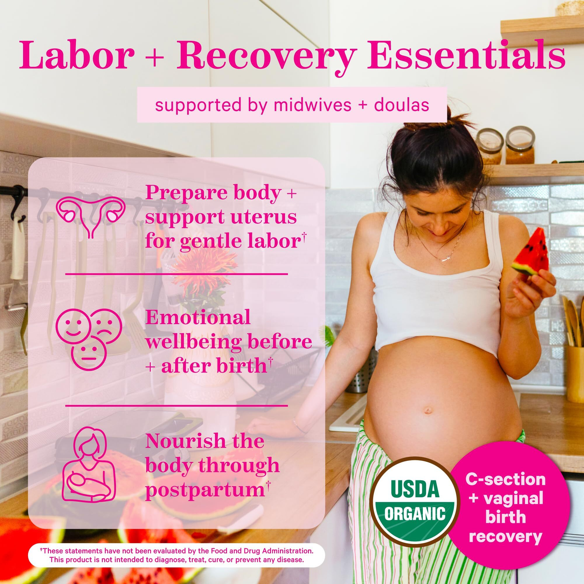 Pink Stork Labor Prep Tea - Organic Pregnancy Tea With Raspberry, Chamomile, Rosehip For Labor And Delivery