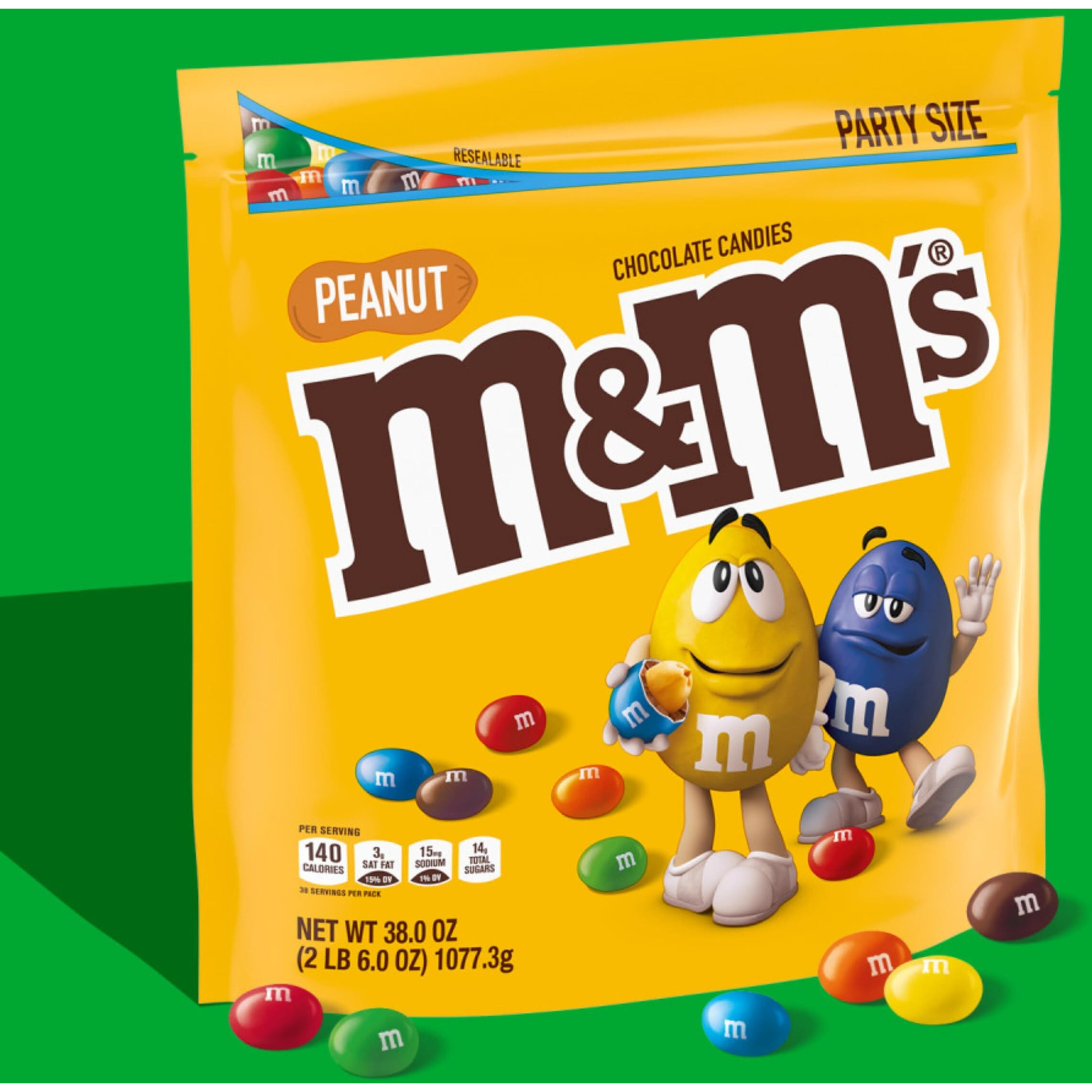 M&M's Milk Chocolate Candies, Milk Chocolate And Peanuts, 38 Oz Bag