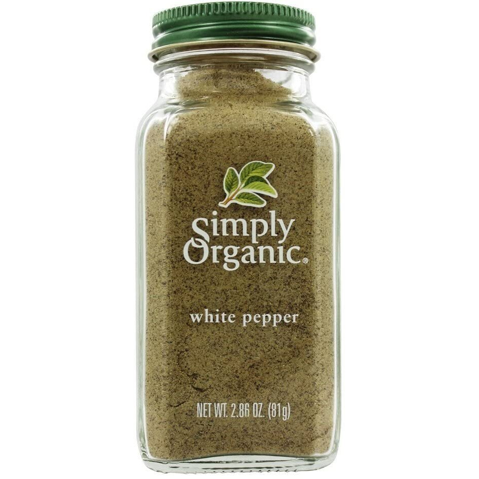 Simply Organic White Pepper, 2.86-Ounce Jar, Lightly Flavor Sauces, Fish, Chicken & Potato Dishes, Milder Earthy Flavor