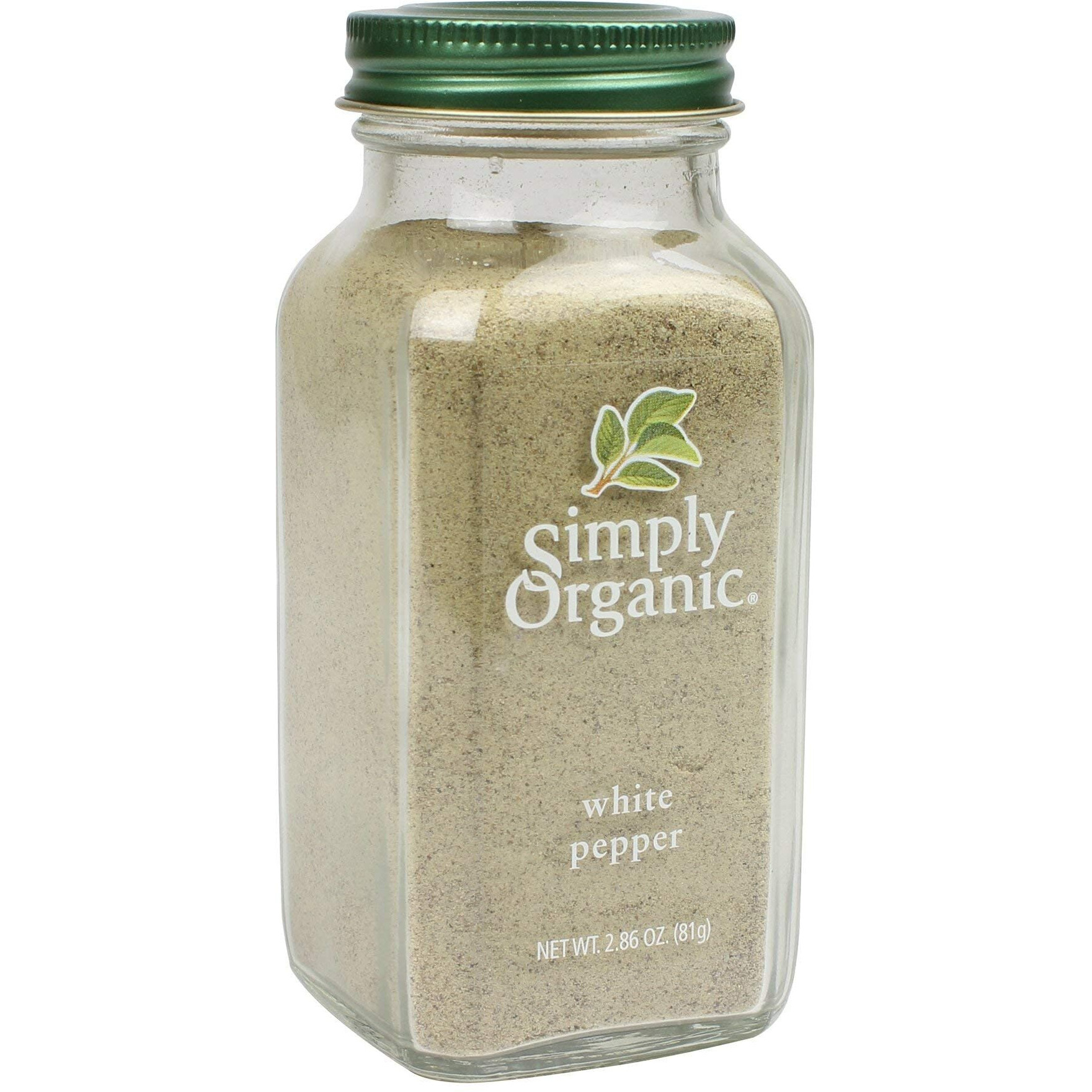 Simply Organic White Pepper, 2.86-Ounce Jar, Lightly Flavor Sauces, Fish, Chicken & Potato Dishes, Milder Earthy Flavor