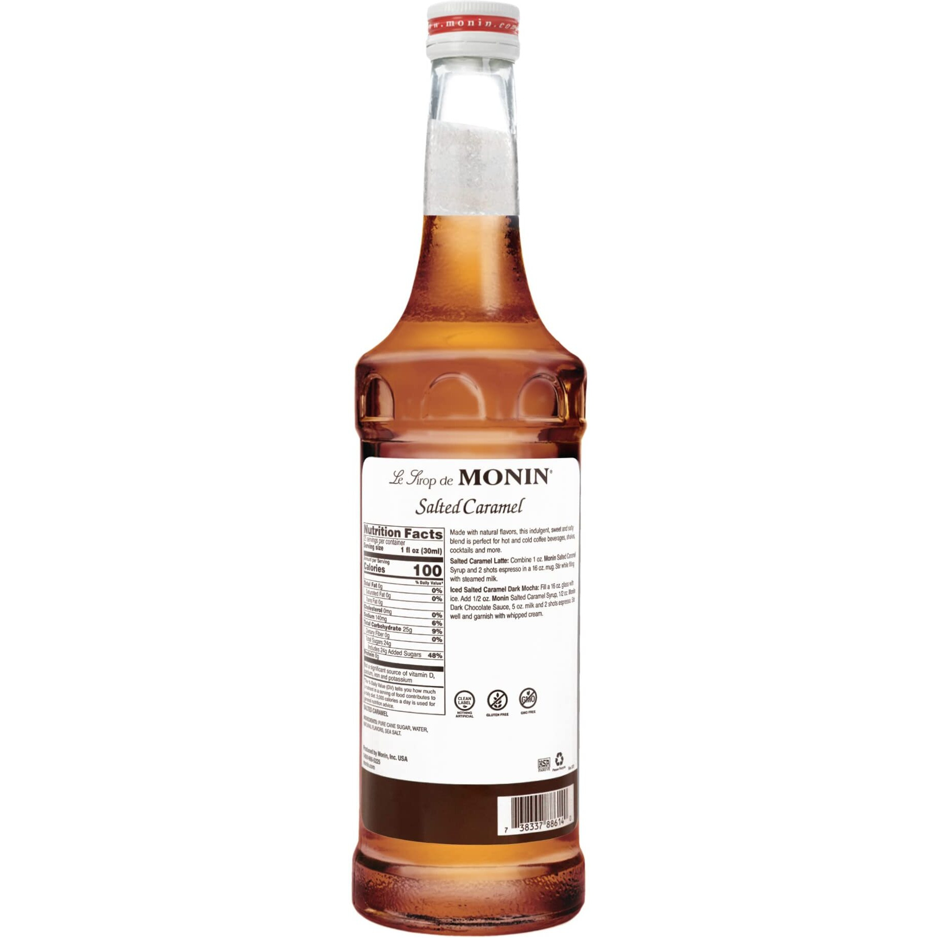 Monin - Salted Caramel Syrup, Natural Flavors, Great For Mochas, Lattes, Smoothies, Shakes, And Cocktails, Non-Gmo, Gluten-Free (750 Ml)