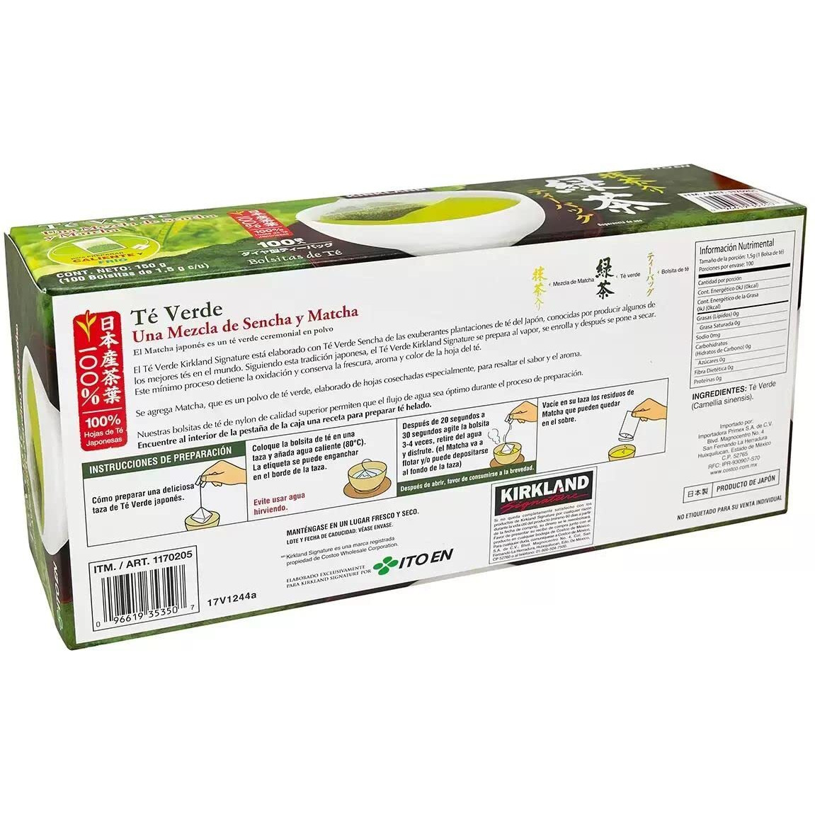 Kirkland Signature Ito En Matcha Blend, 100% Japanese Green Tea Leaves, 100 T...
