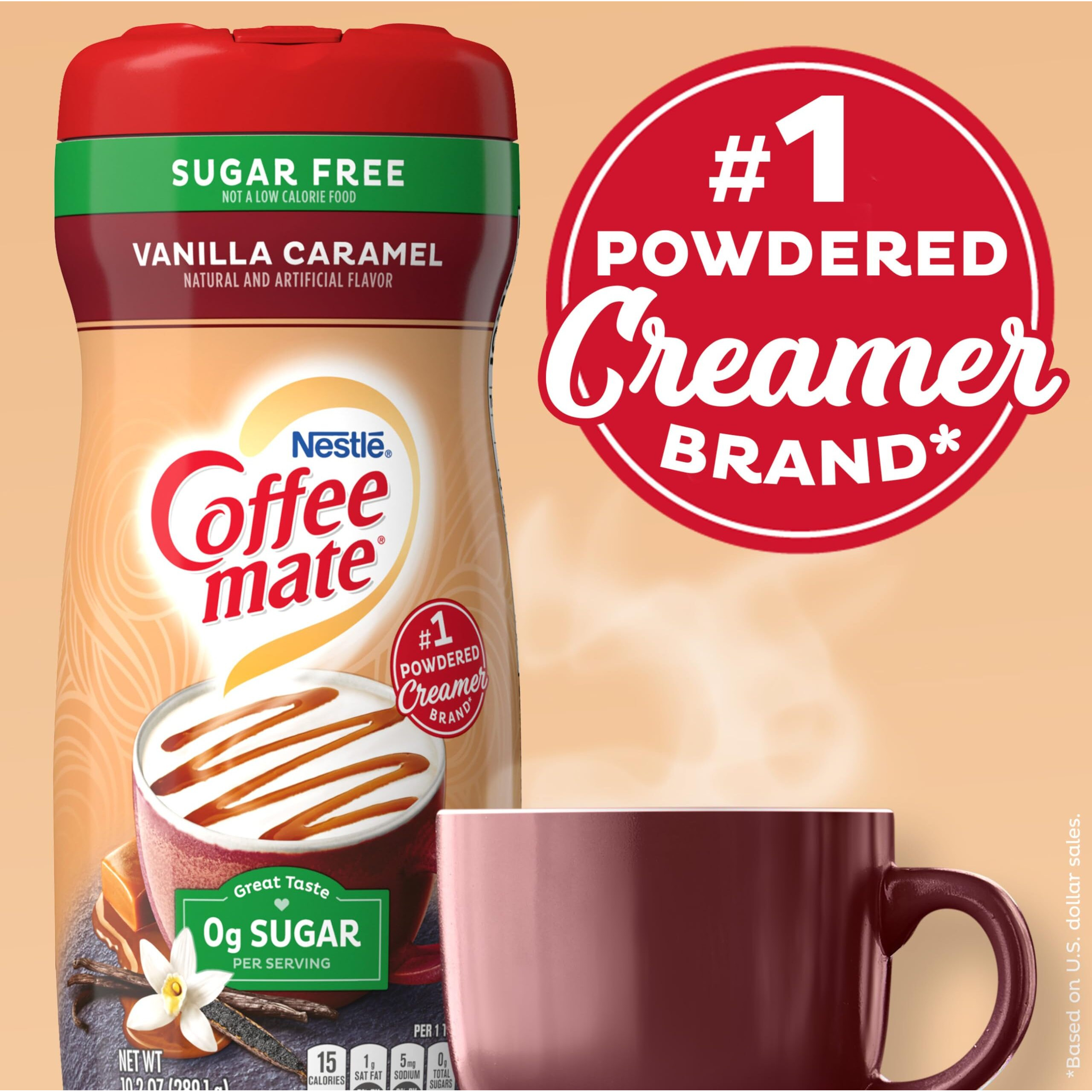 Nestle Coffee Mate Coffee Creamer Sugar Free Vanilla Caramel, Pack Of 6