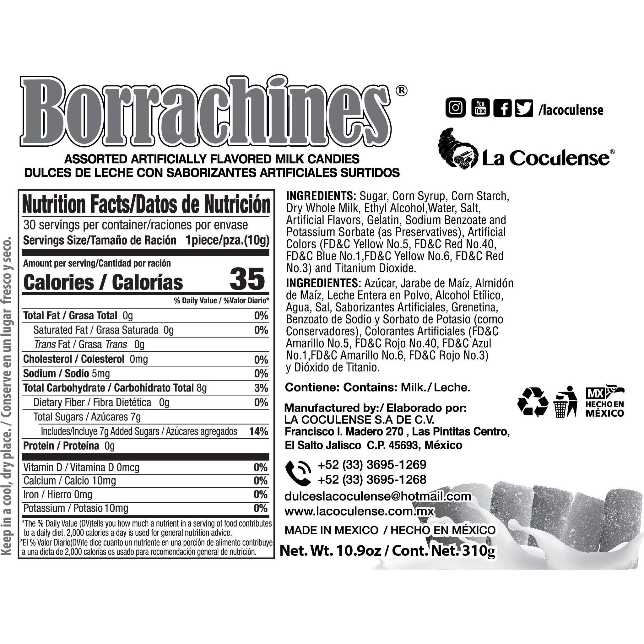 Borrachines La Coculense 30Pcs Box 10.9Oz