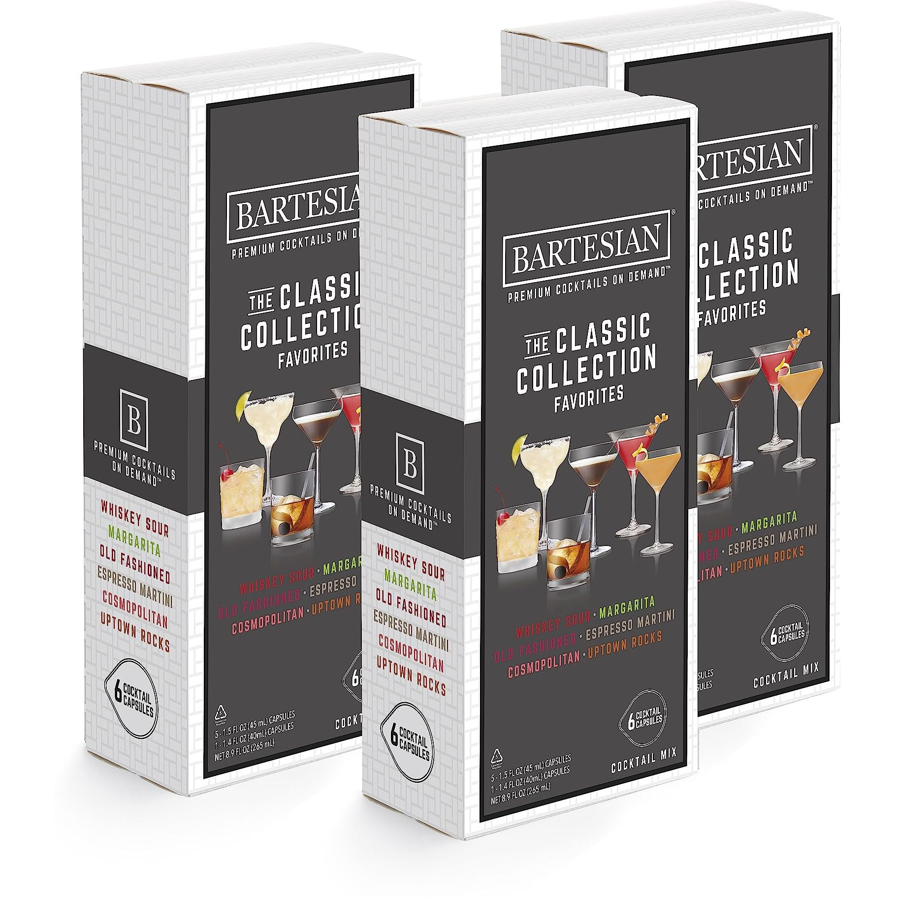 Bartesian The Classic Collection Favorites Cocktail Mixer Capsules, Variety Pack Of 18 Cocktail Capsules, For Bartesian Premium Cocktail Maker