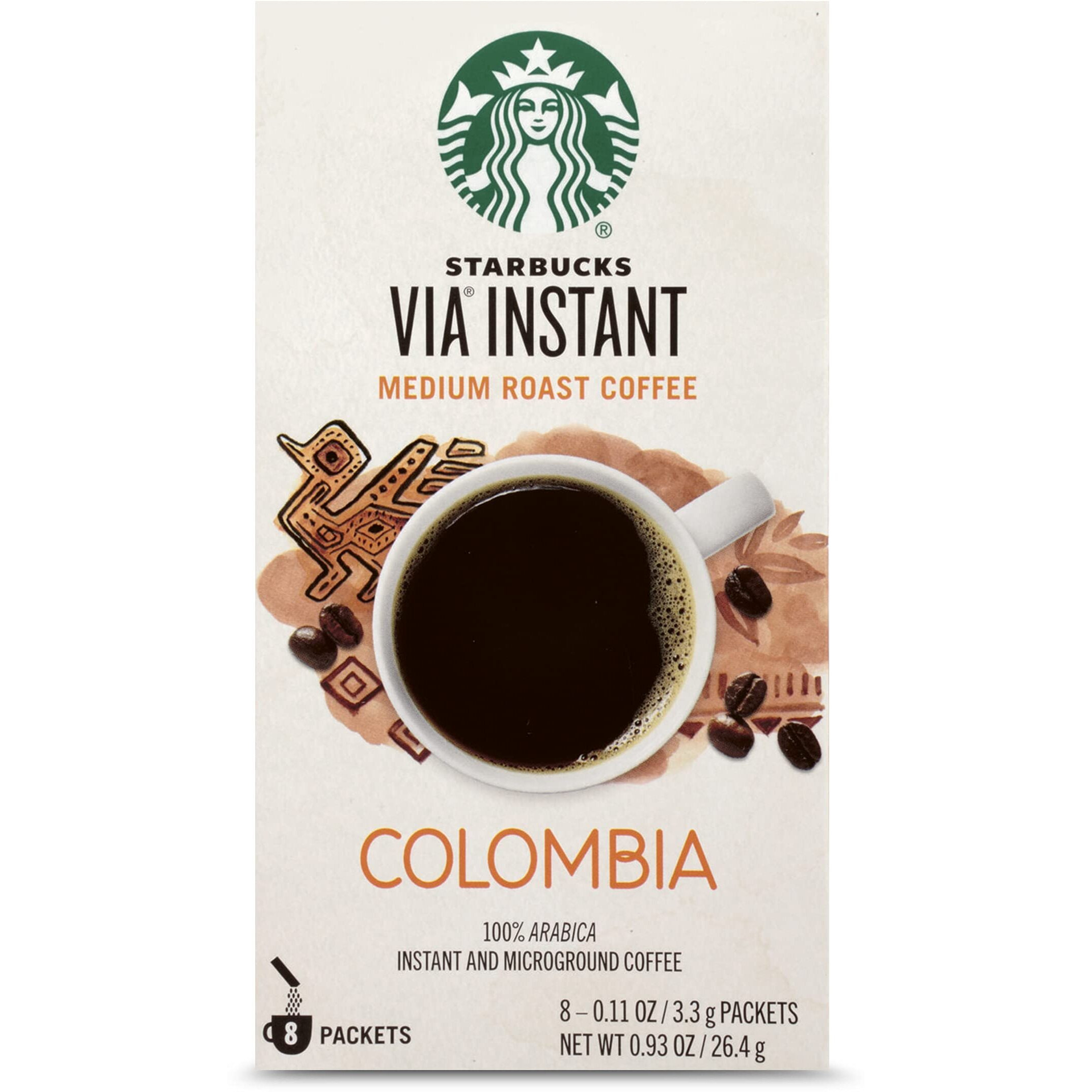 Starbucks Via Instant Coffee-Medium Roast Coffee-Colombia-100% Arabica-1 Box (8 Packets)