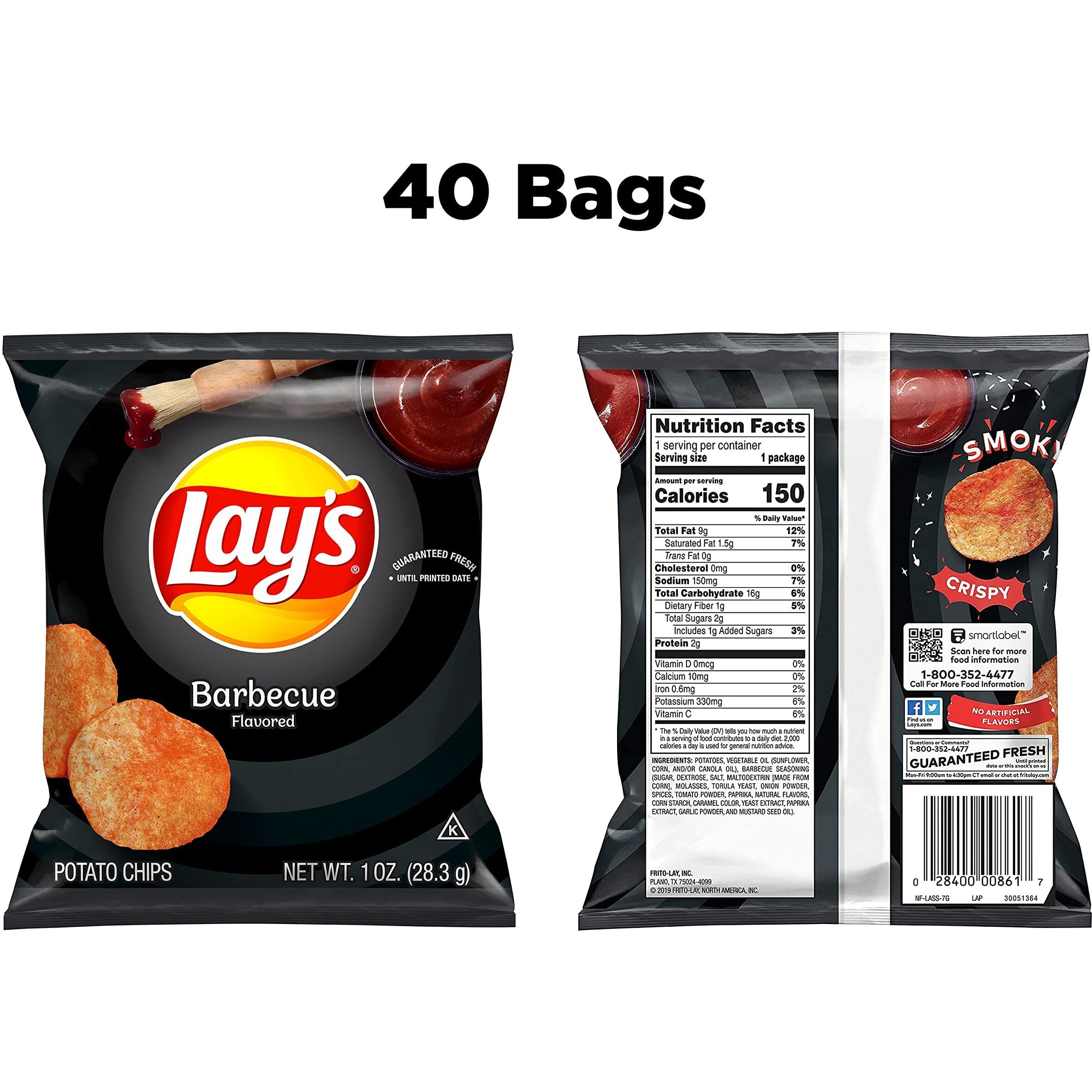 Lay's Potato Chips, Barbecue, 1 Ounce (Pack Of 40)