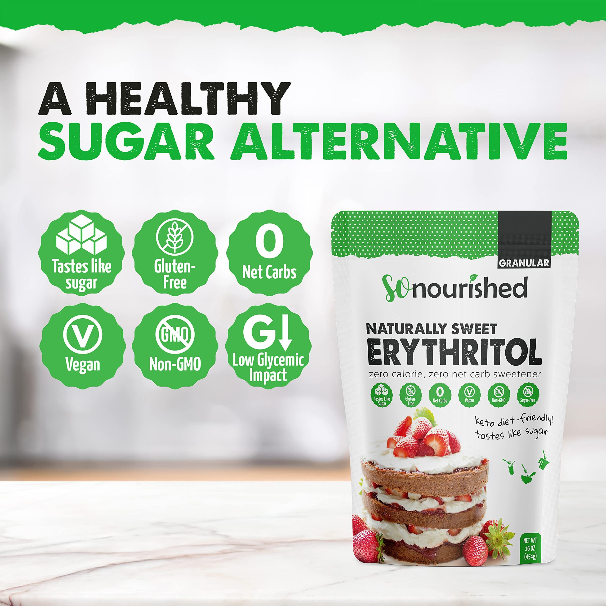 Erythritol Sweetener Granular - 11 Sugar Substitute, Keto - 0 Calorie, 0 Net Carb, Non-Gmo (2.5 Lbs / 40 Oz)