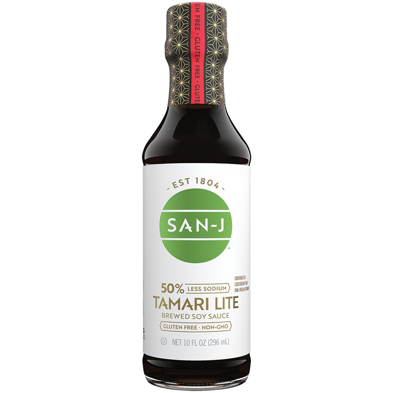San-J - Gluten Free Tamari Lite Soy Sauce With 50% Less Sodium - Made With 100% Soy - Specially Brewed - 10 Oz. Bottle