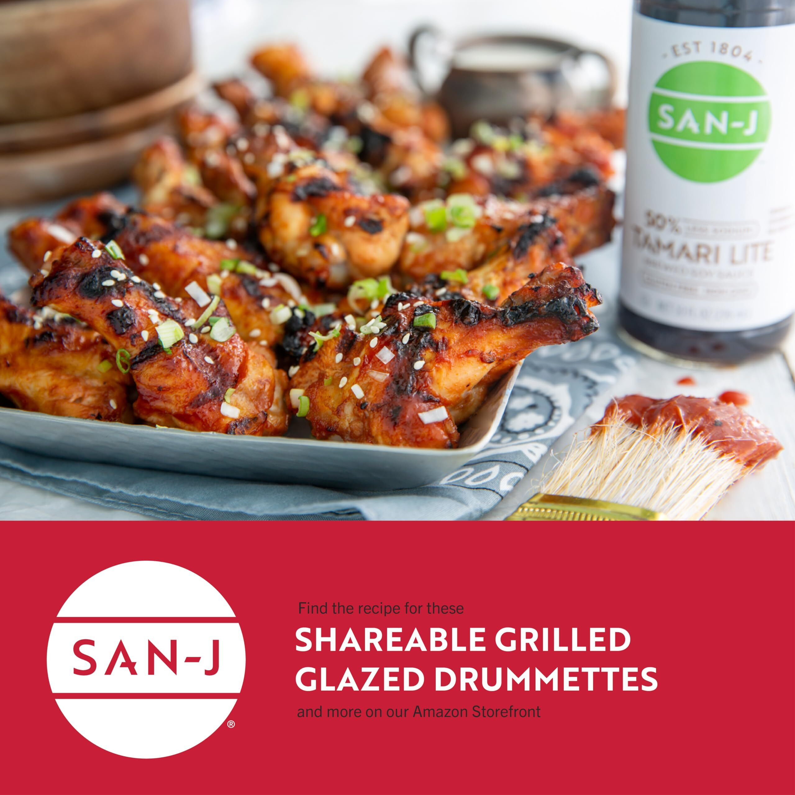 San-J - Gluten Free Tamari Lite Soy Sauce With 50% Less Sodium - Made With 100% Soy - Specially Brewed - 10 Oz. Bottle