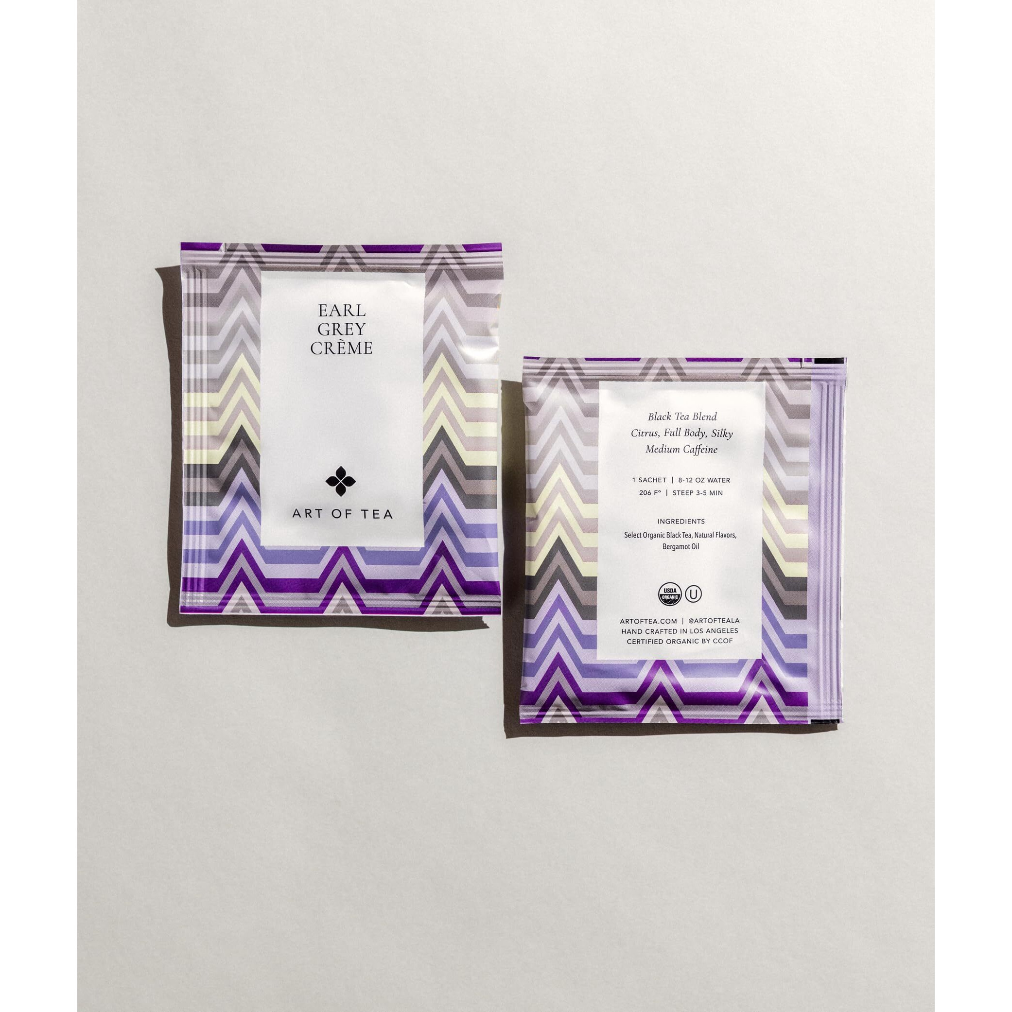 Art Of Tea | Organic Earl Grey Crme Tea| 50 Eco Friendly Pyramid Tea Bag Sachets