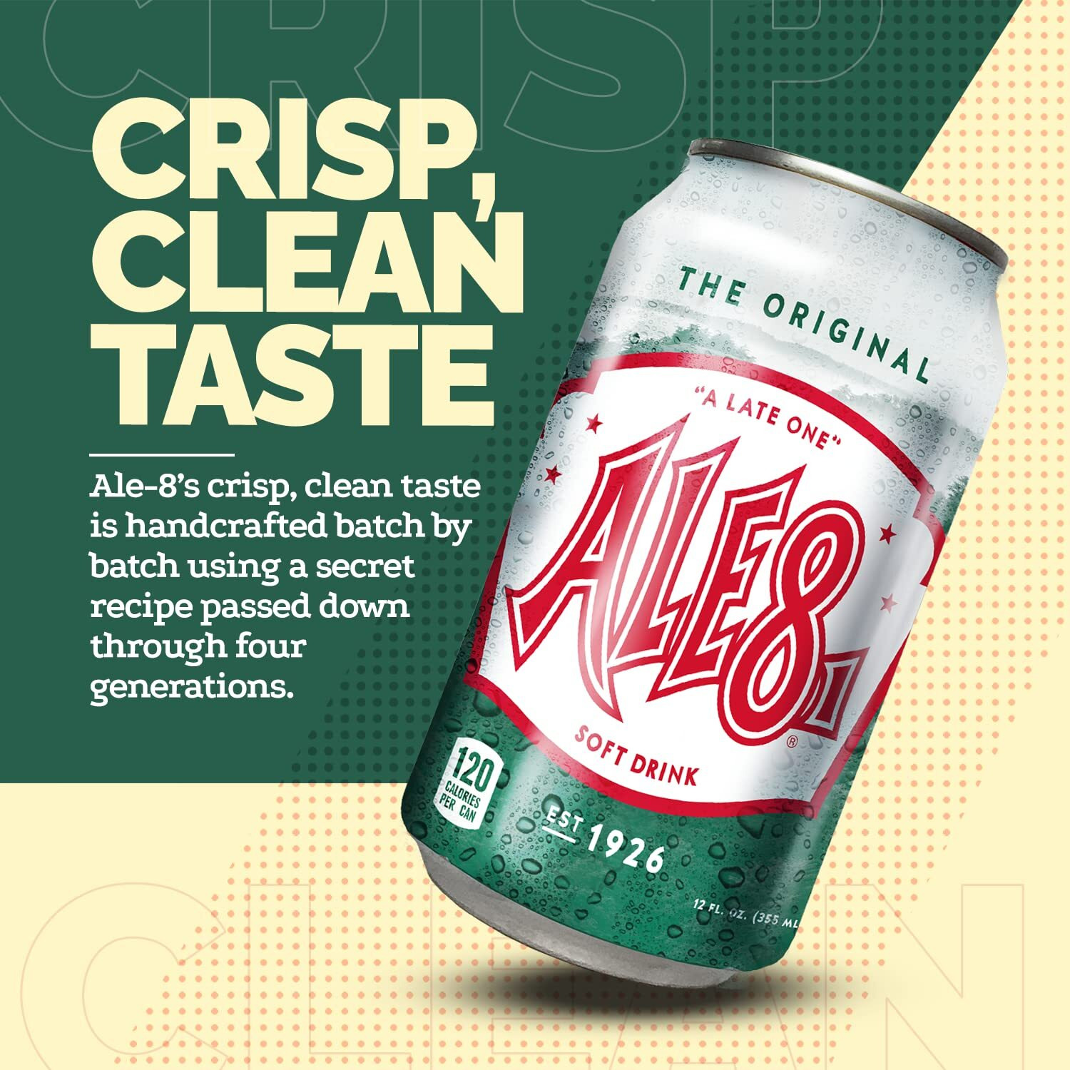 Ale 8 One Ginger Ale Soda With A Caffeine Kick & Hint Of Citrus - The Original Flavor - 12 Pack, Case Of 12 Oz Cans - Ginger Soft Drink, Pack Of 12