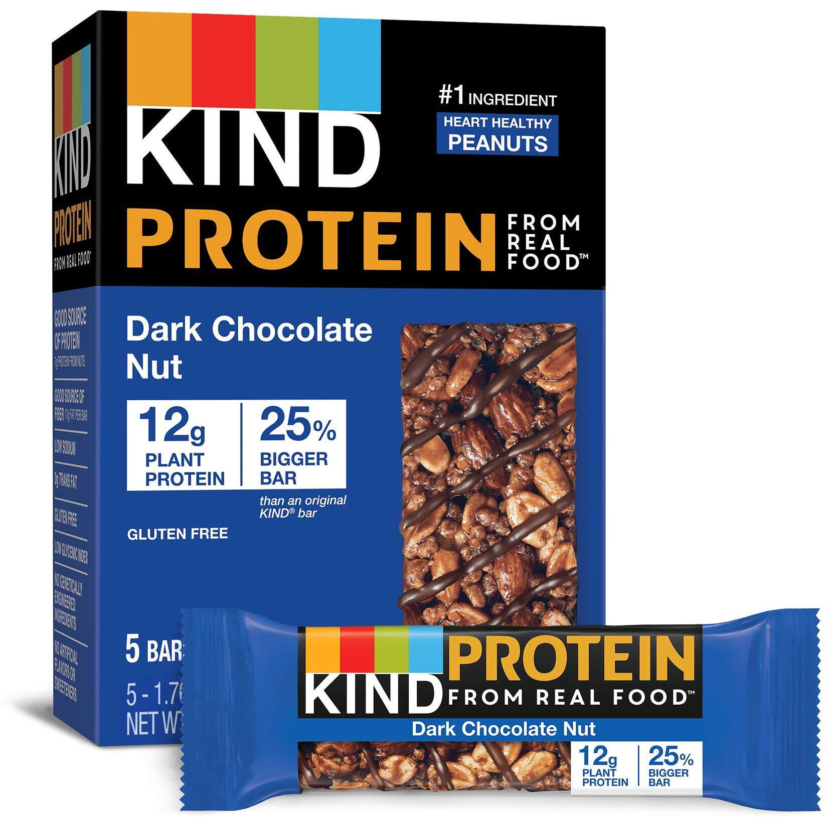 Kind Protein Bars Dark Chocolate Nut, Gluten Free, 12G Protein, 1.76 Oz, Double Dark Chocolate Nut, 30 Count