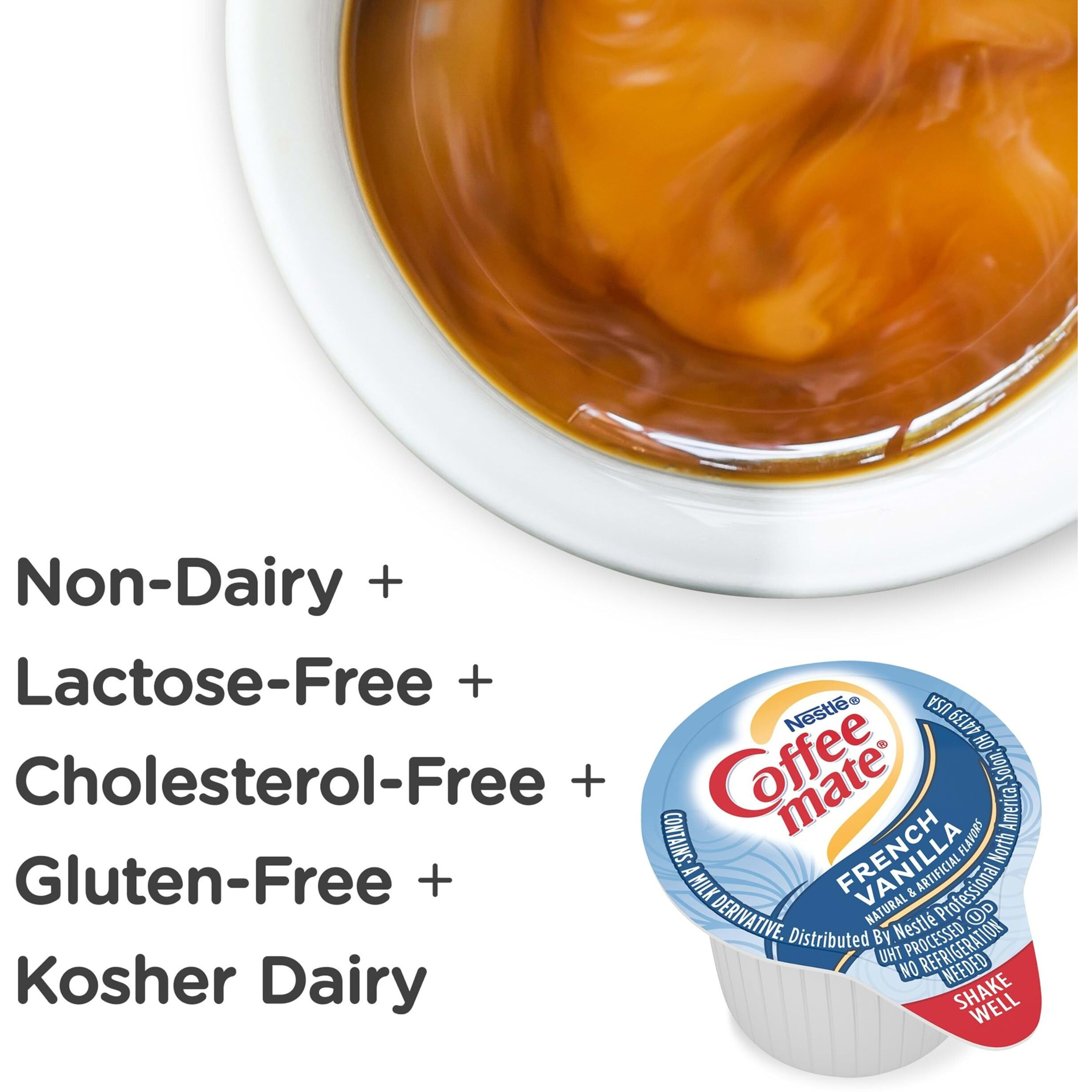 Nestle Coffee Mate Coffee Creamer, French Vanilla, Liquid Creamer Singles, Non Dairy, No Refrigeration, Box Of 50 Singles (Pack Of 4)