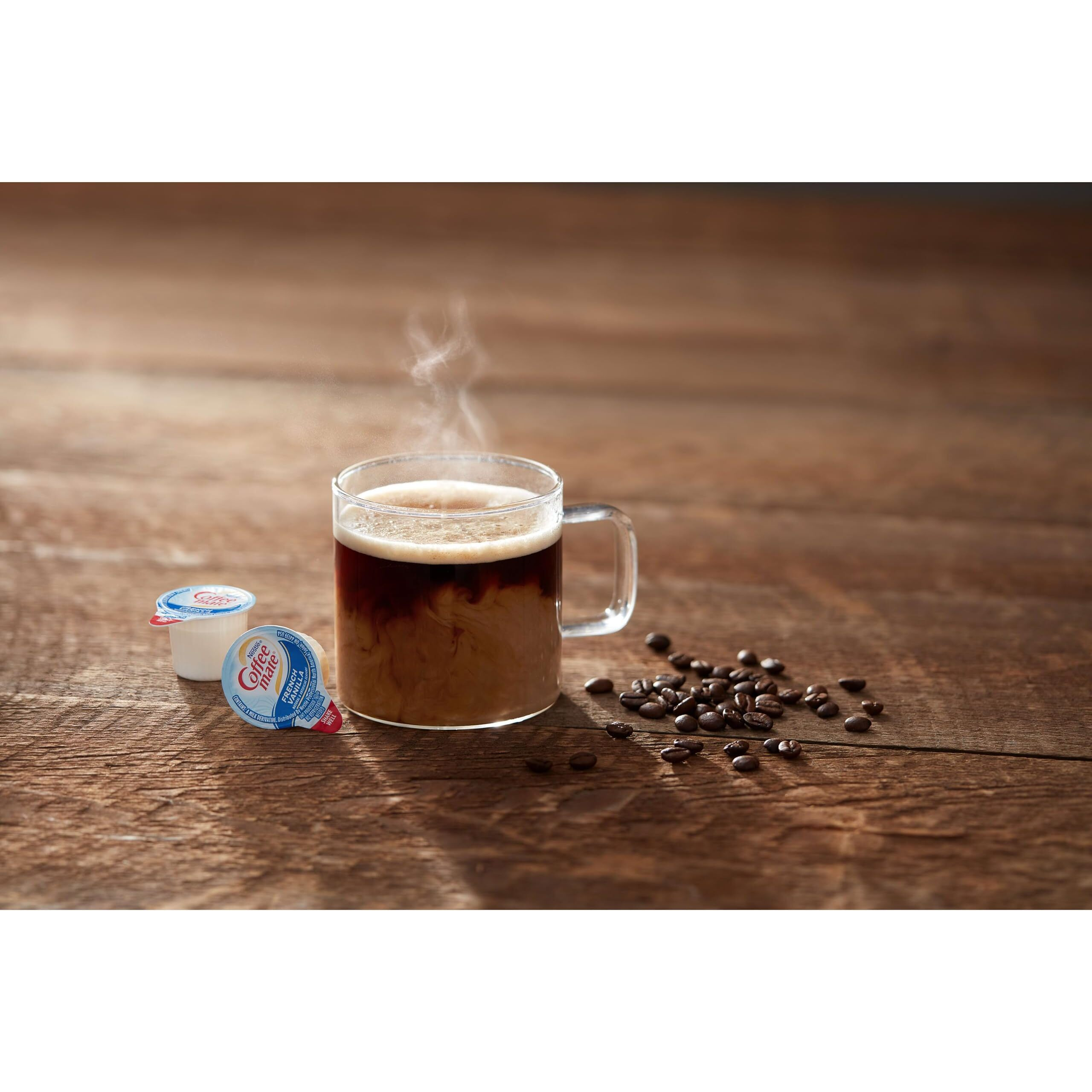 Nestle Coffee Mate Coffee Creamer, French Vanilla, Liquid Creamer Singles, Non Dairy, No Refrigeration, Box Of 50 Singles (Pack Of 4)