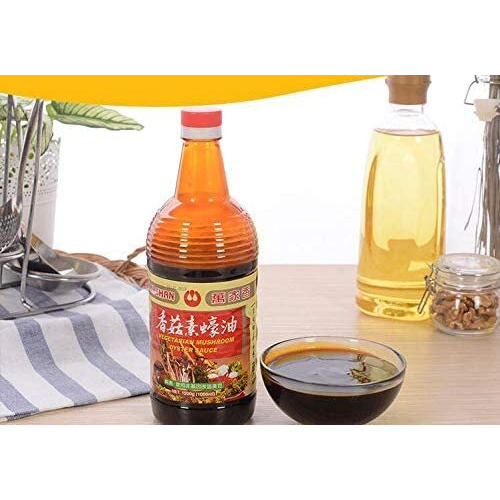 Wan Ja Shan Vegetarian Mushroom Oyster Sauce, 33.8 Fl. Oz. Vegan. Non-Gmo. No Msg Added. 100% Naturally Brewed. No Chemical Soy Sauce.No Caramel Coloring.