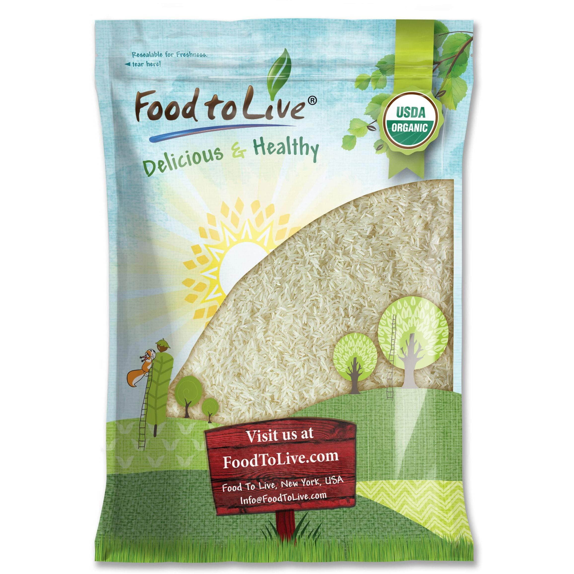 Food To Live Organic White Basmati Rice, 8 Pounds - Non-Gmo, Long-Grain Rice Variety, Fragrant, Kosher, Vegan, Bulk. Non-Irradiated. Less Starch. High In Dietary Fiber. Great For Indian Dishes.