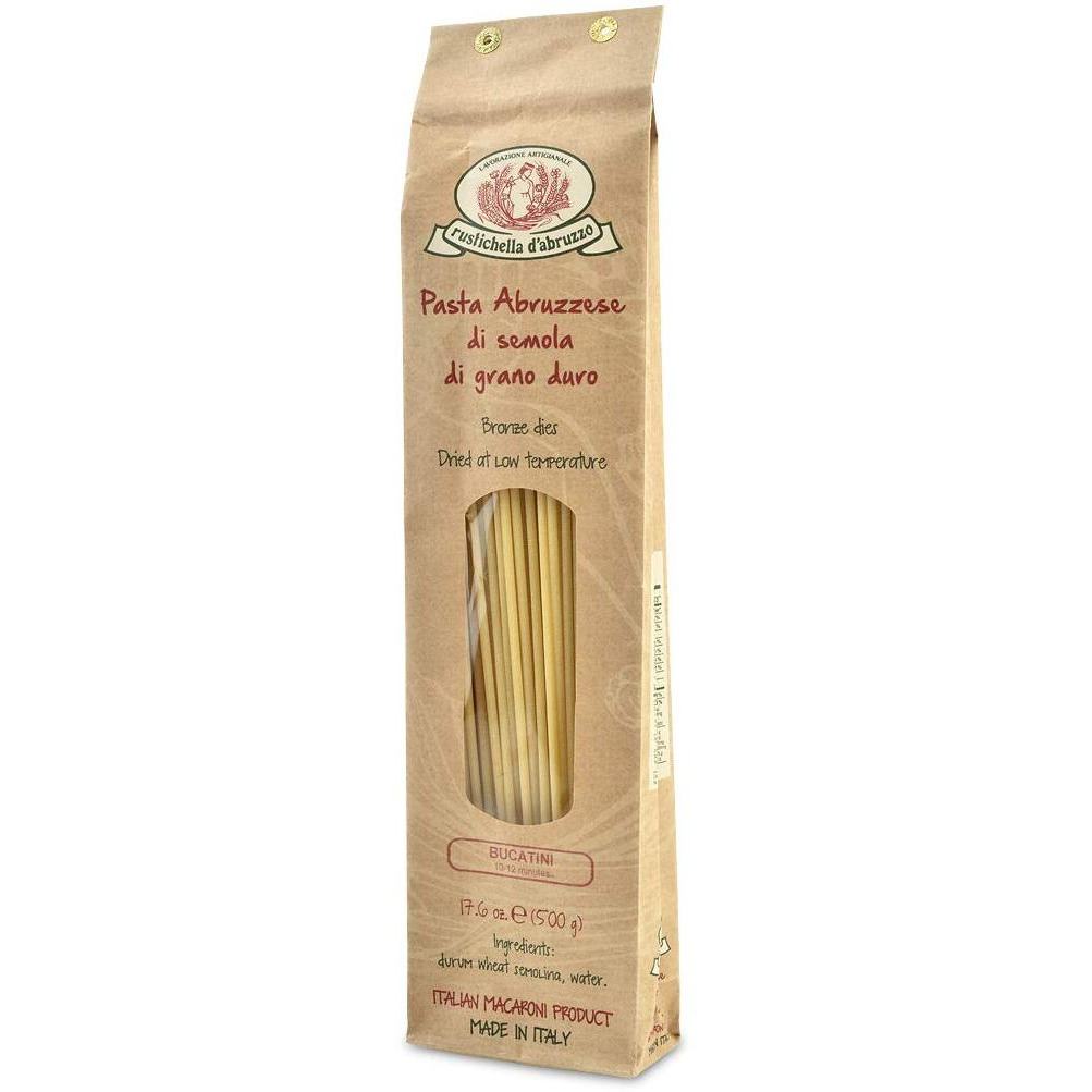 Rustichella D'Abruzzo Bucatini, Durum Wheat Pasta - 17.5 Ounce Bags (Pack Of 4)