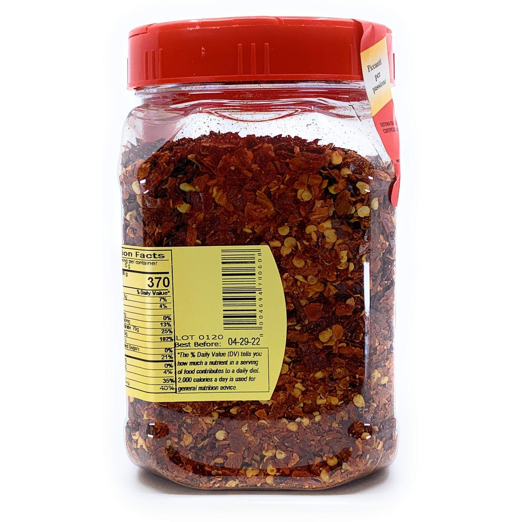 Calabrian Crushed Chili Dry Pepper Flakes, Large Shaker, Product Of Italy, 250 G (8.81 Oz) All Natural, Non-Gmo, Product Of Italy, Tuttocalabria