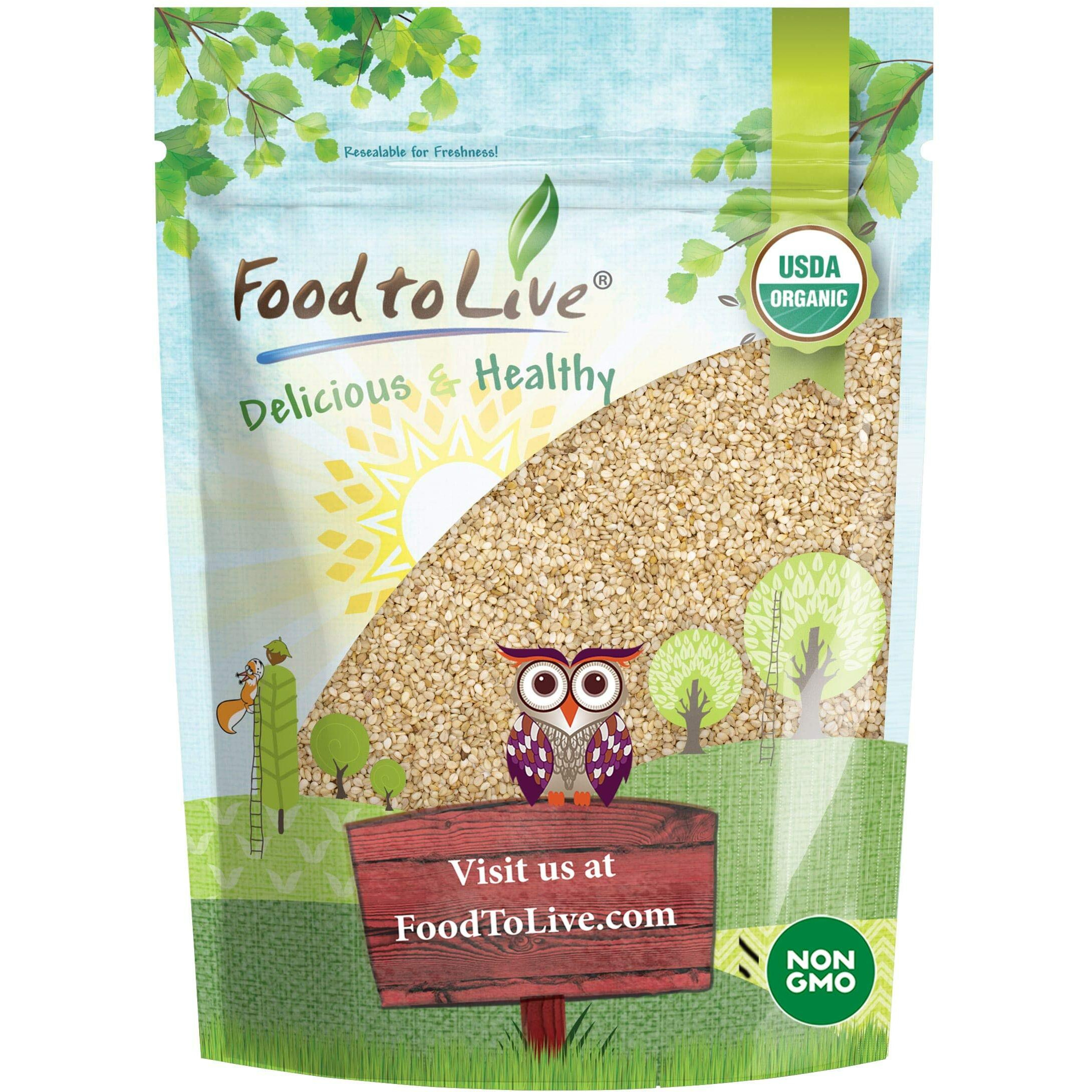 Food To Live Organic Unhulled Sesame Seeds, 12 Ounces - Non-Gmo, Whole Natural Raw White Sesame Seeds, Kosher, Vegan, Bulk, Rich In Dietary Fiber, Protein, & Iron. Crunchy Texture. Great For Baking.