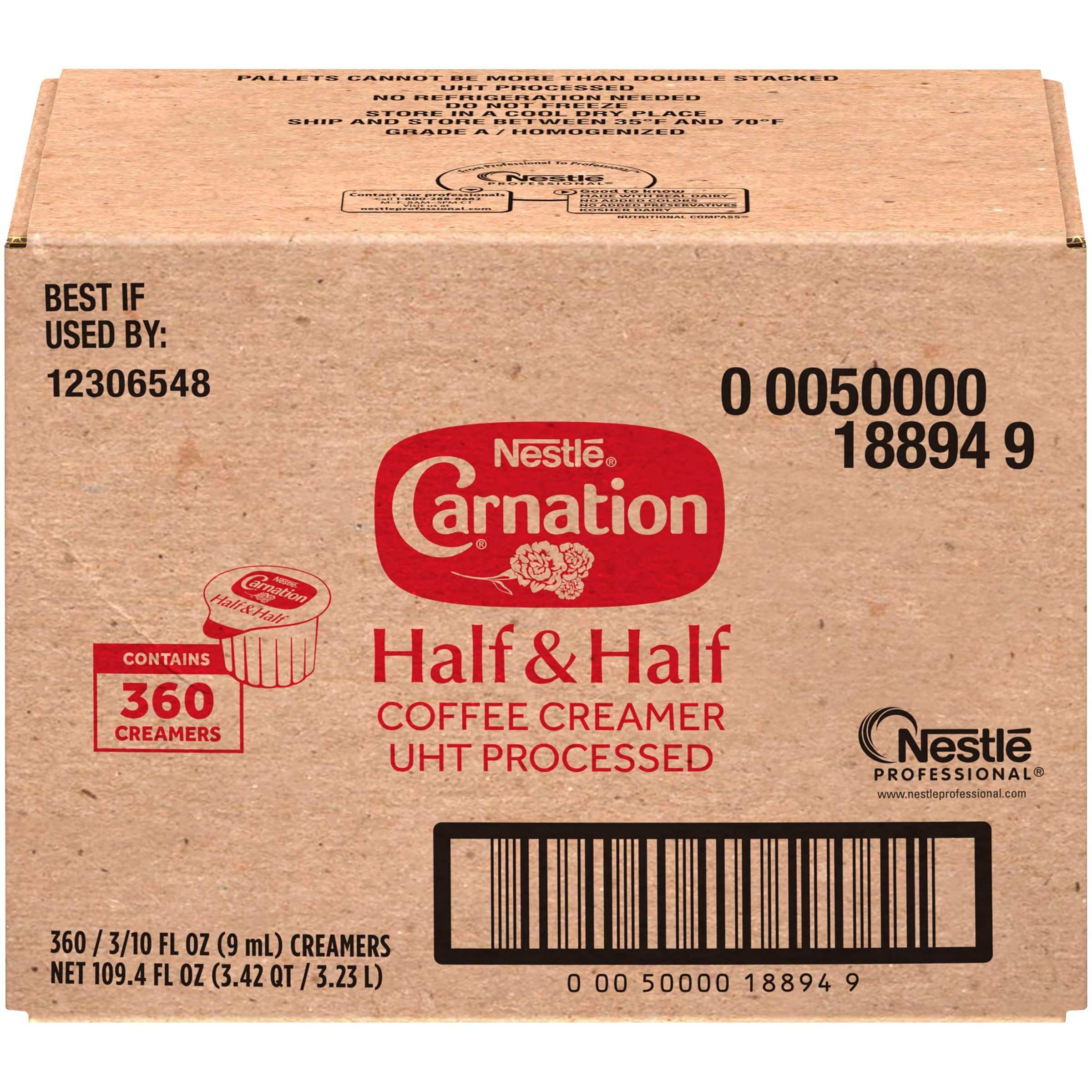 Nestle Carnation Coffee Creamer Half And Half, No Refrigeration, Made With Real Dairy, 360 Count (Pack Of 1)