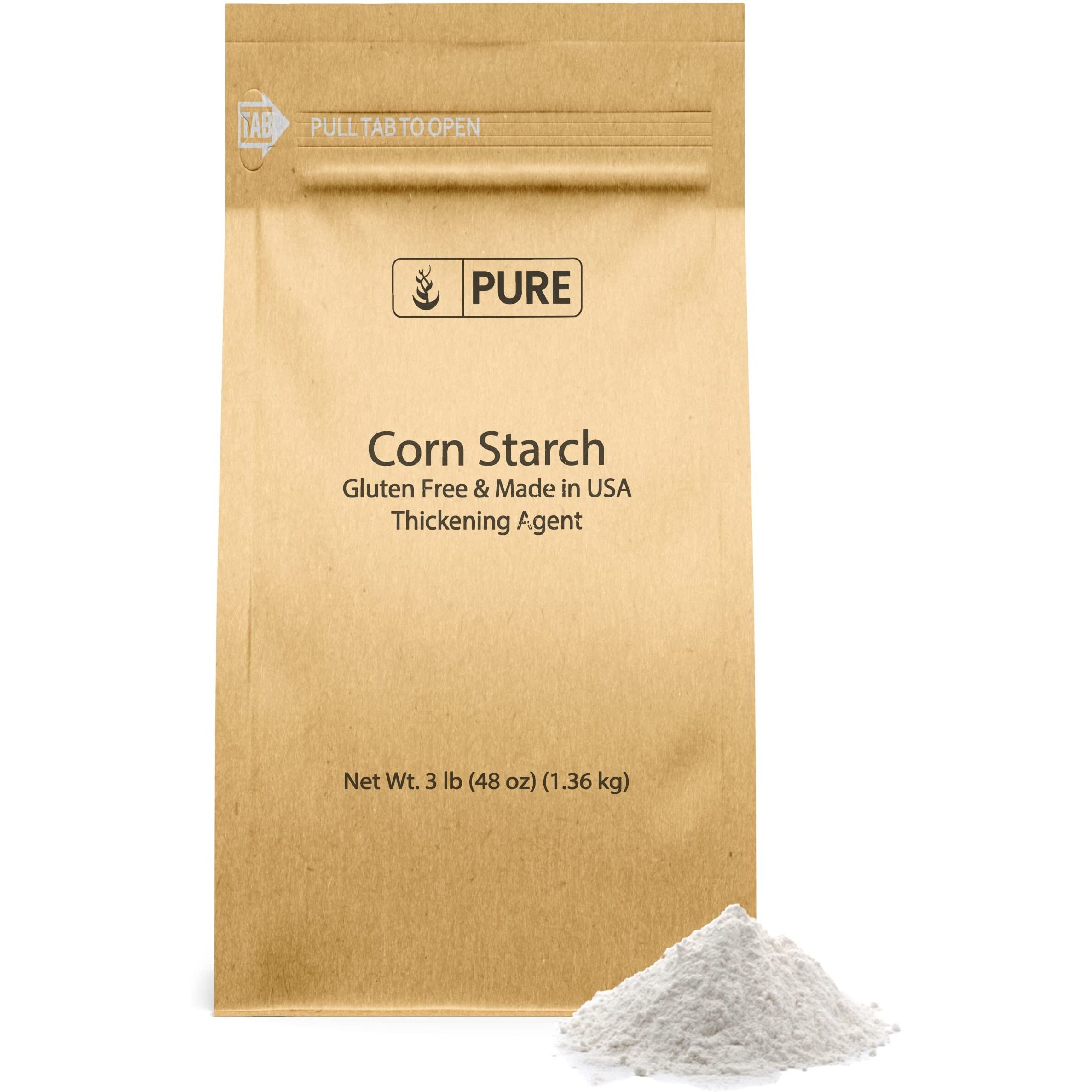Pure Original Ingredients Corn Starch (3 Lb) Thickener For Sauces, Soup, & Gravy