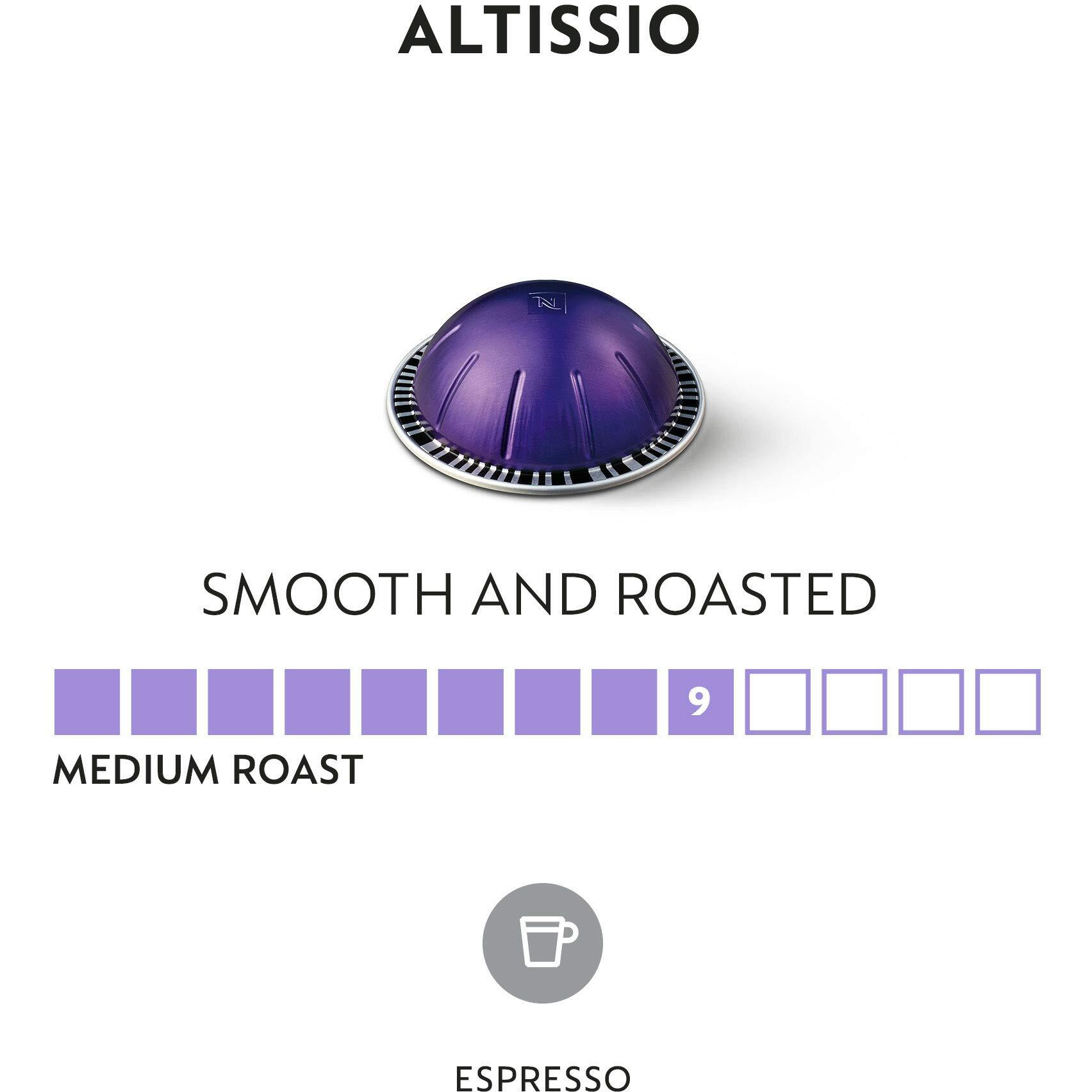 Nespresso Capsules Vertuoline, Altissio, Medium Roast Espresso Coffee, 50 Count Coffee Pods, Brews 1.35 Ounce (Vertuoline Only)