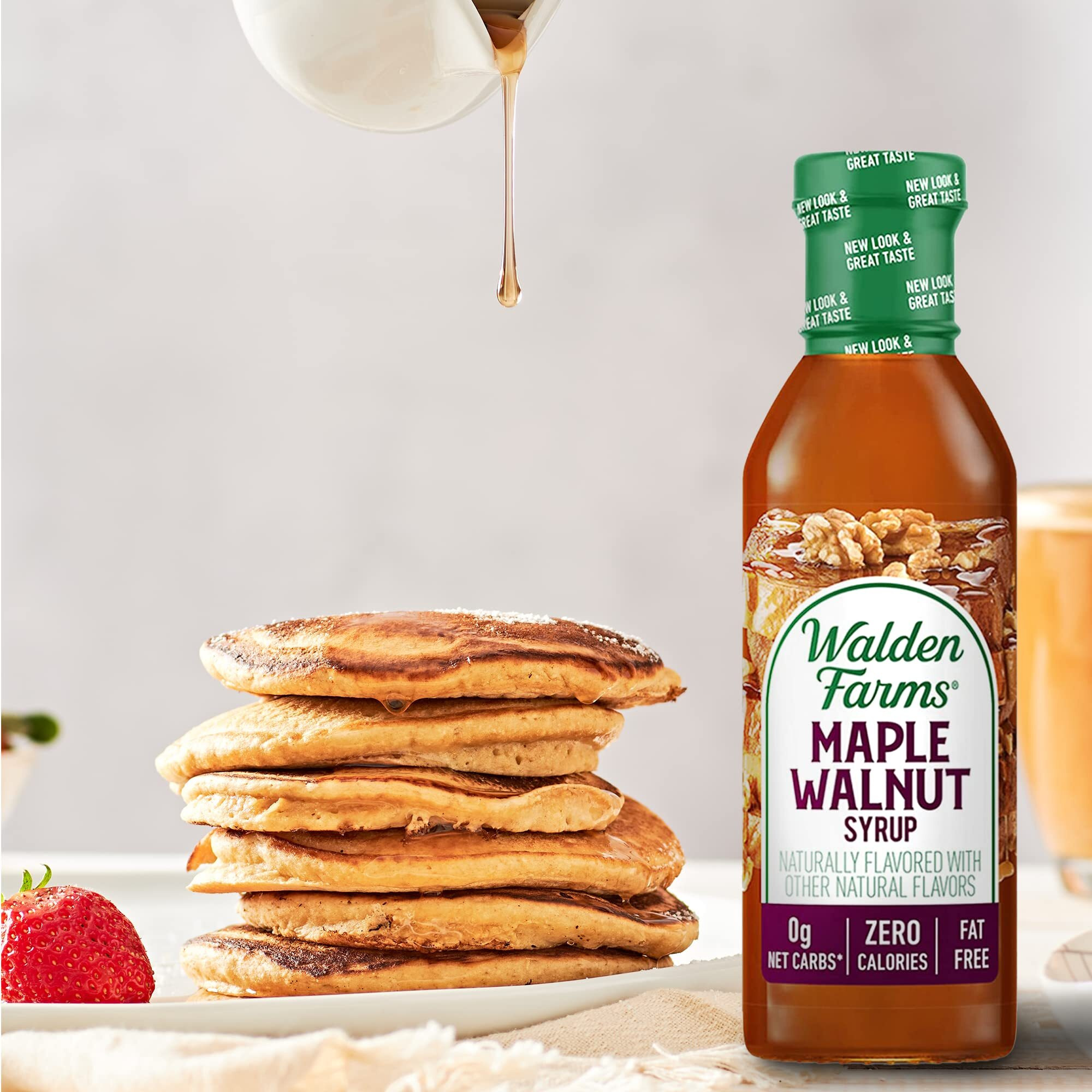 Walden Farms Maple Walnut Syrup 12 Oz (Pack Of 2) Sweet Syrup - Near Zero Fat, Sugar And Calorie - For Pancakes, Waffles, French Toast, Coffee, Tea, Desserts, Snacks, Appetizers And Many More