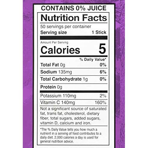 Sqwincher Zero Qwik Stik, Sugar Free, Low Calorie, Low Sodium Electrolyte Replacement Powder Hydration Drink Mix, Grape, 0.11 Oz Packet (Pack Of 50)