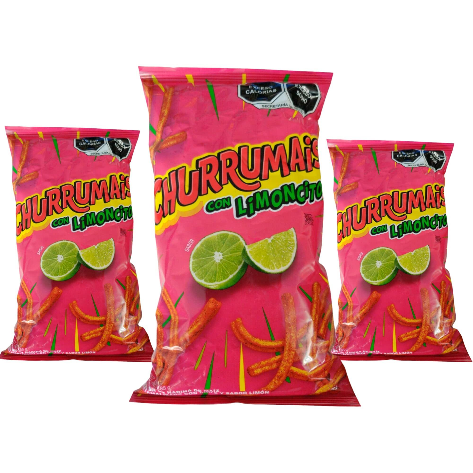 Sabritas Churrumais Con Limoncito (3 Pack) 6.52 Oz - Mexican Large Chips - Botanas Mexicanas Bolsa Grande