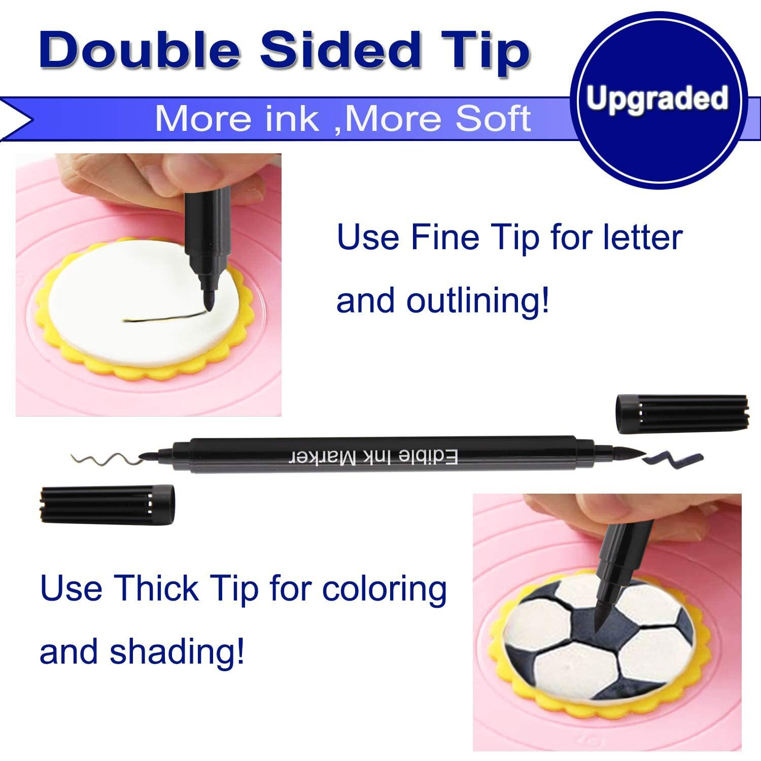 Food Coloring Pens, 11Pcs Double Sided Food Grade And Edible Marker,Gourmet Writers For Decorating Fondant,Cakes, Cookies, Frosting, Easter Eggs, Thick Tip And Fine Tip, 10 Colors, By Edibleink