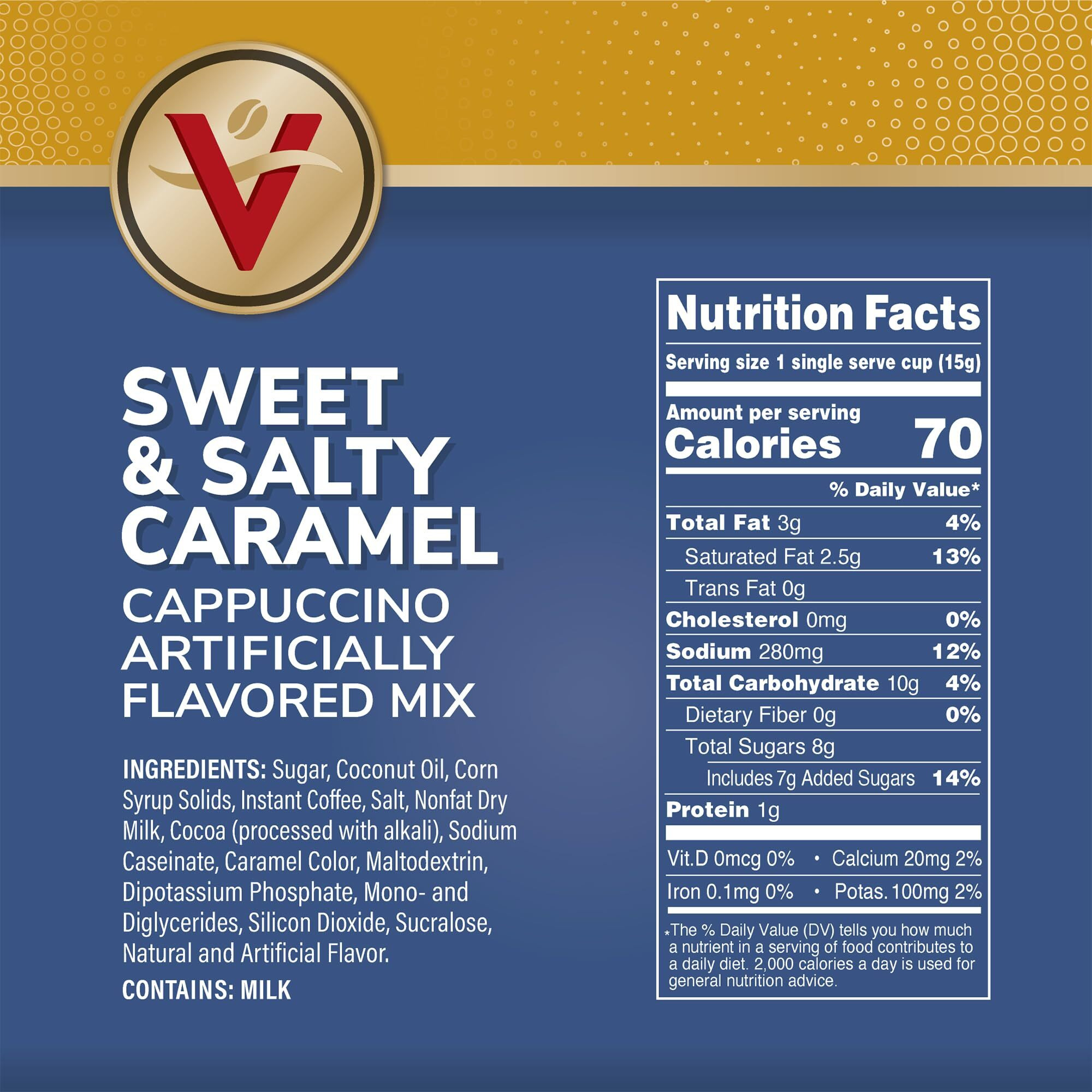 Victor Allen's Coffee Sweet And Salty Caramel Flavored Cappuccino Mix, 42 Count, Single Serve K-Cup Pods For Keurig K-Cup Brewers Brewers (Packaging May Vary)