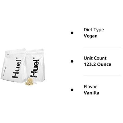 Huel Vanilla Flavor Nutritionally Complete Food Powder - 100% Vegan Powdered Meal (2 Pouches - 7.7Lb - 28 Meals)